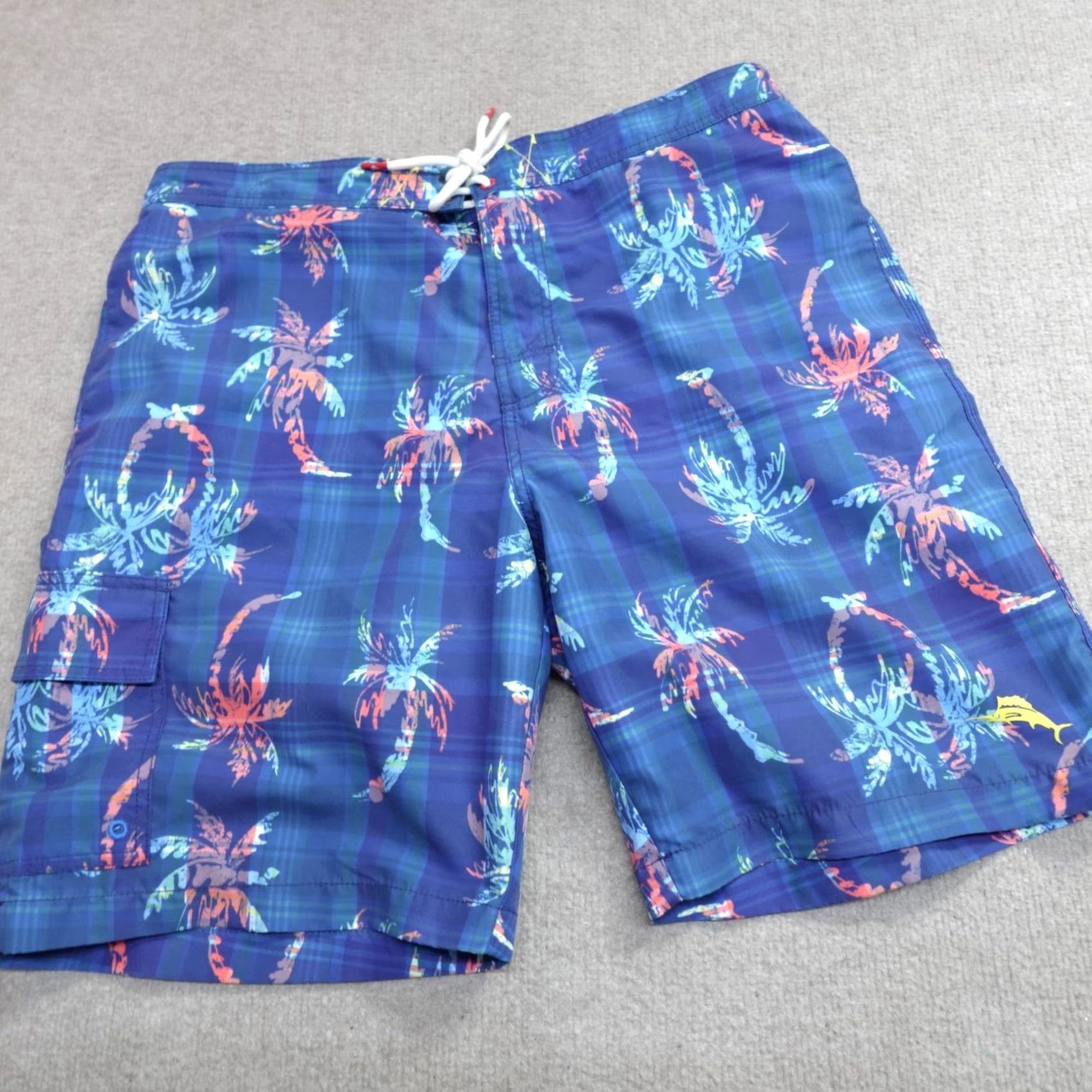 Tommy Bahama Tommy Bahama Swim Shorts L Blue Floral Lined Palms Plaid Men Bottom Size US 33 - 2 Thumbnail