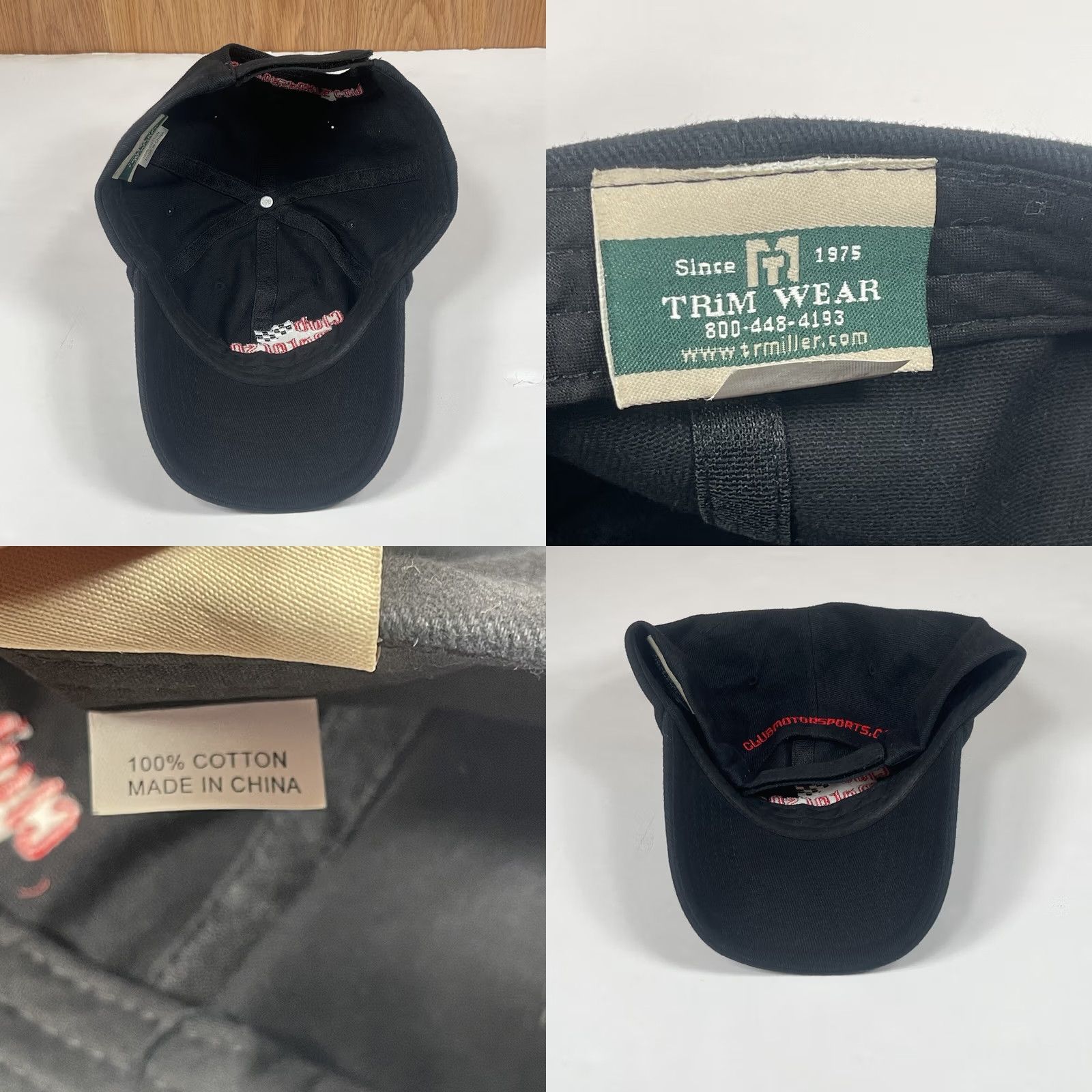 Vintage Trim Wear Hat Mens Adjustable Black Club MotorSports Embroidered Adult StrapBack Cap Size ONE SIZE - 8 Thumbnail