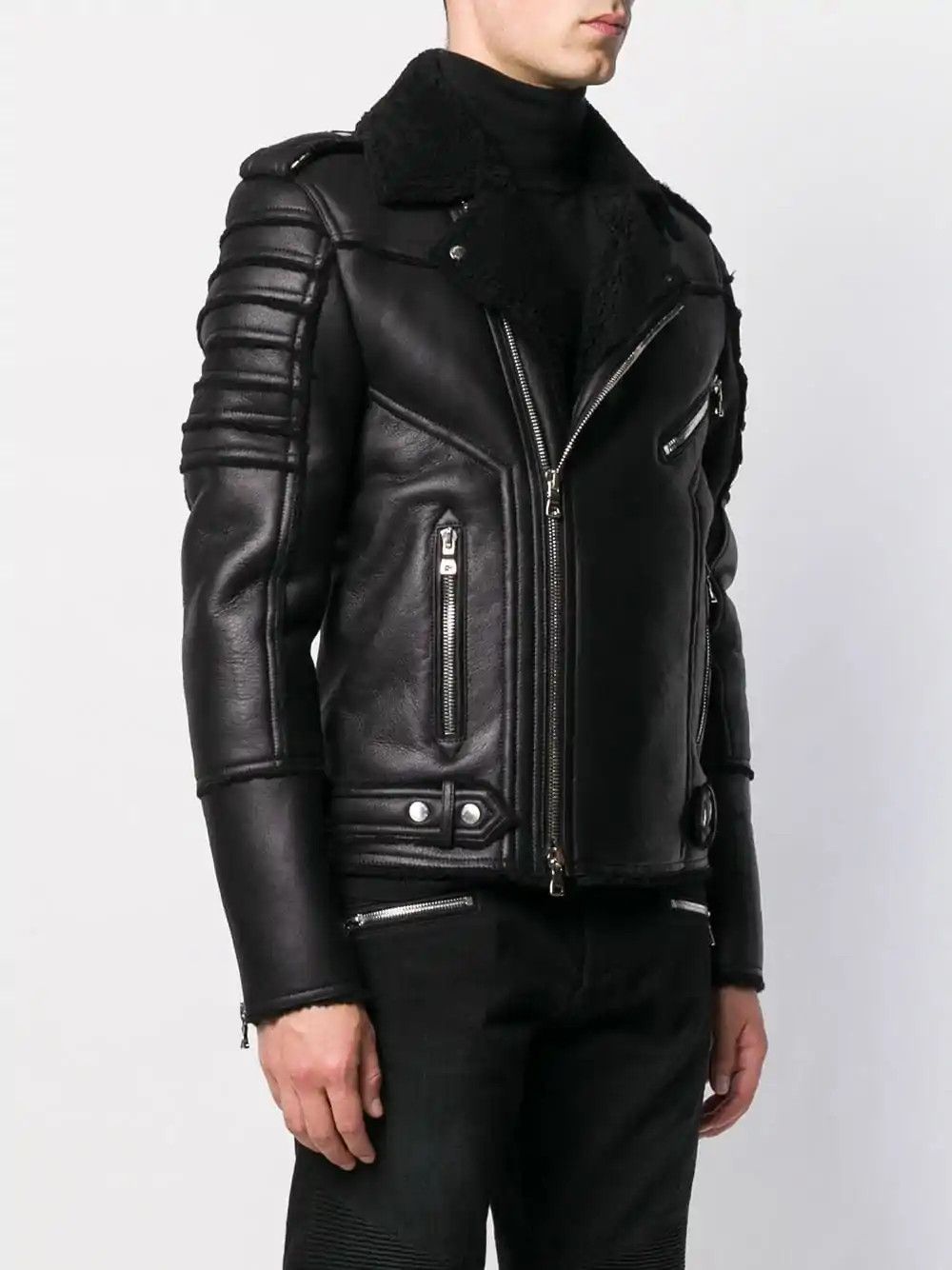 Balmain AW18 shearling biker jacket Size US S / EU 44-46 / 1 - 11 Thumbnail
