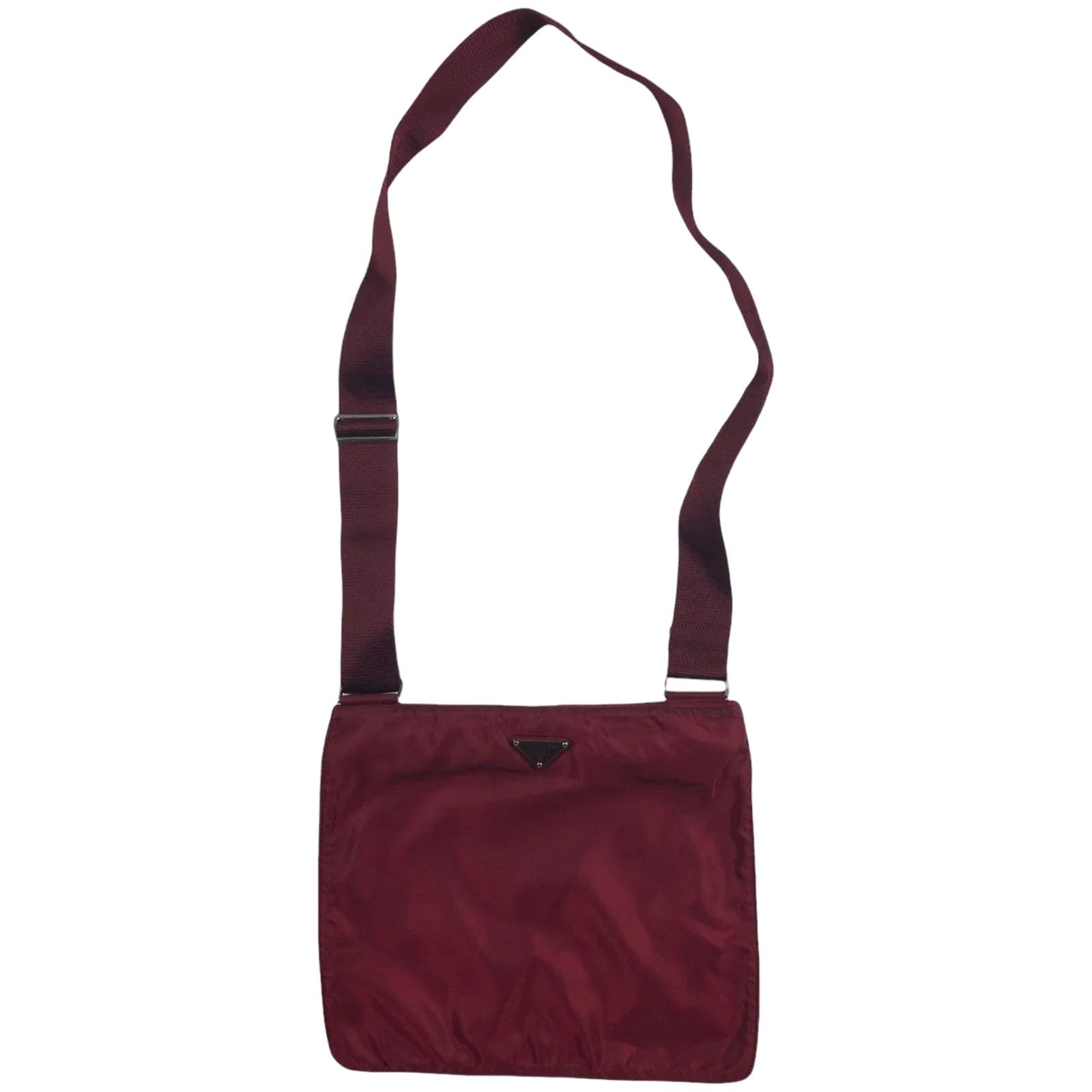 Prada Prada Burgundy Red Nylon Shoulder Bag Size ONE SIZE - 2 Thumbnail