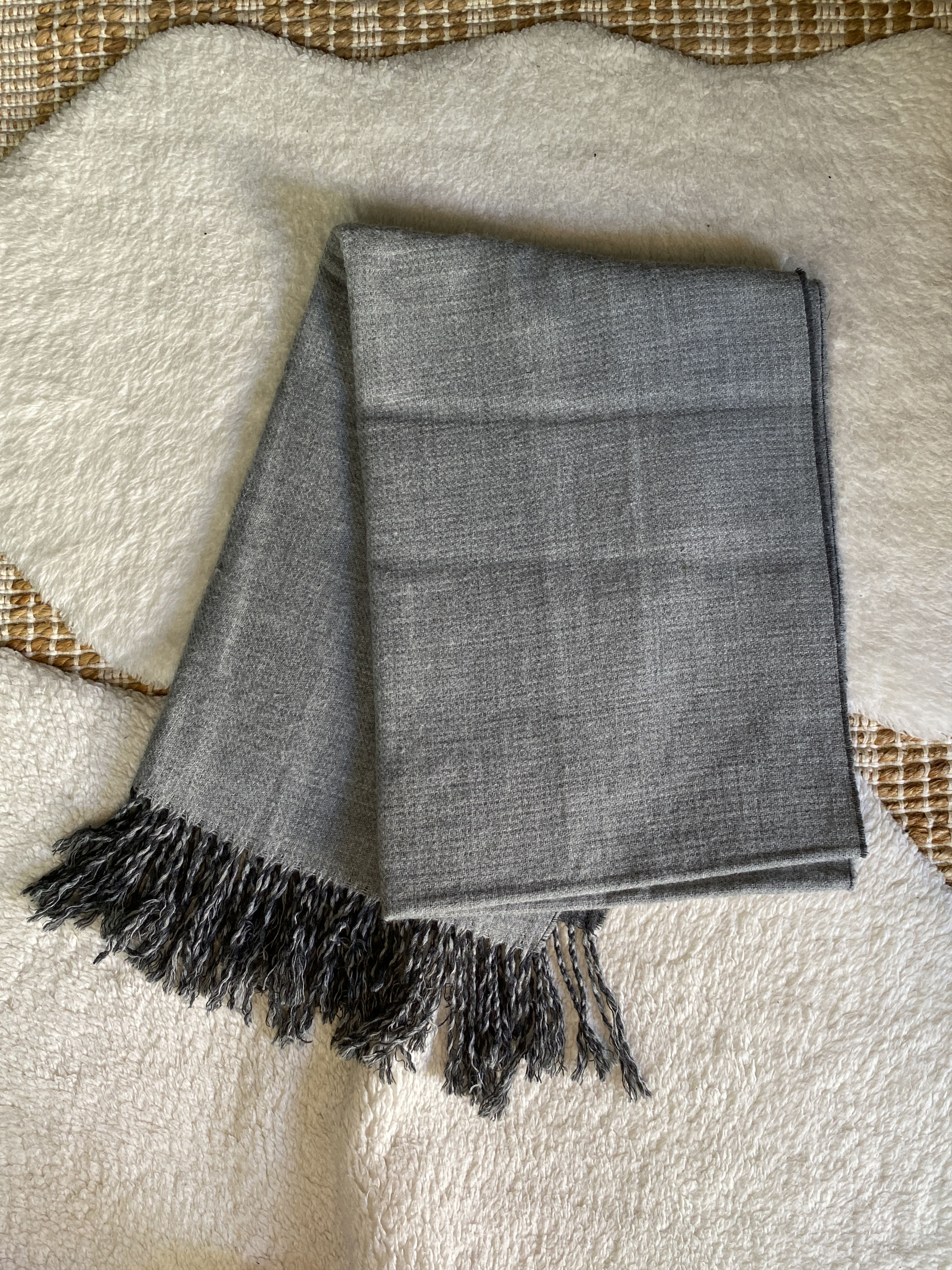 H&M H&M Reversible Black Gray Scarf 71x18 | Tassel Fringe Size ONE SIZE - 9 Thumbnail
