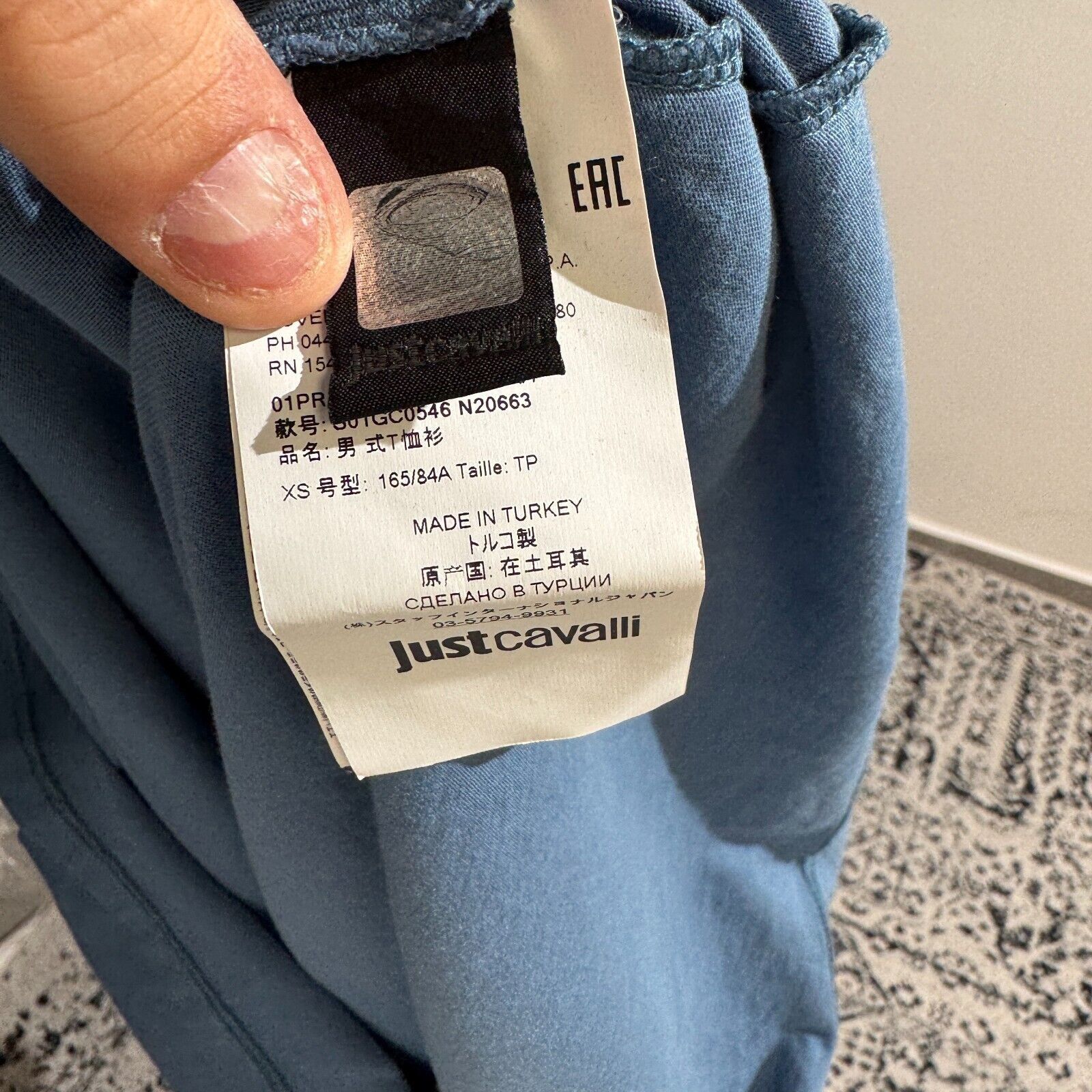 Just Cavalli × Vintage Just Cavalli Blue Cotton T-Shirt Size XS V-Neck Vintage 90s Size US XS / EU 42 / 0 - 11 Thumbnail