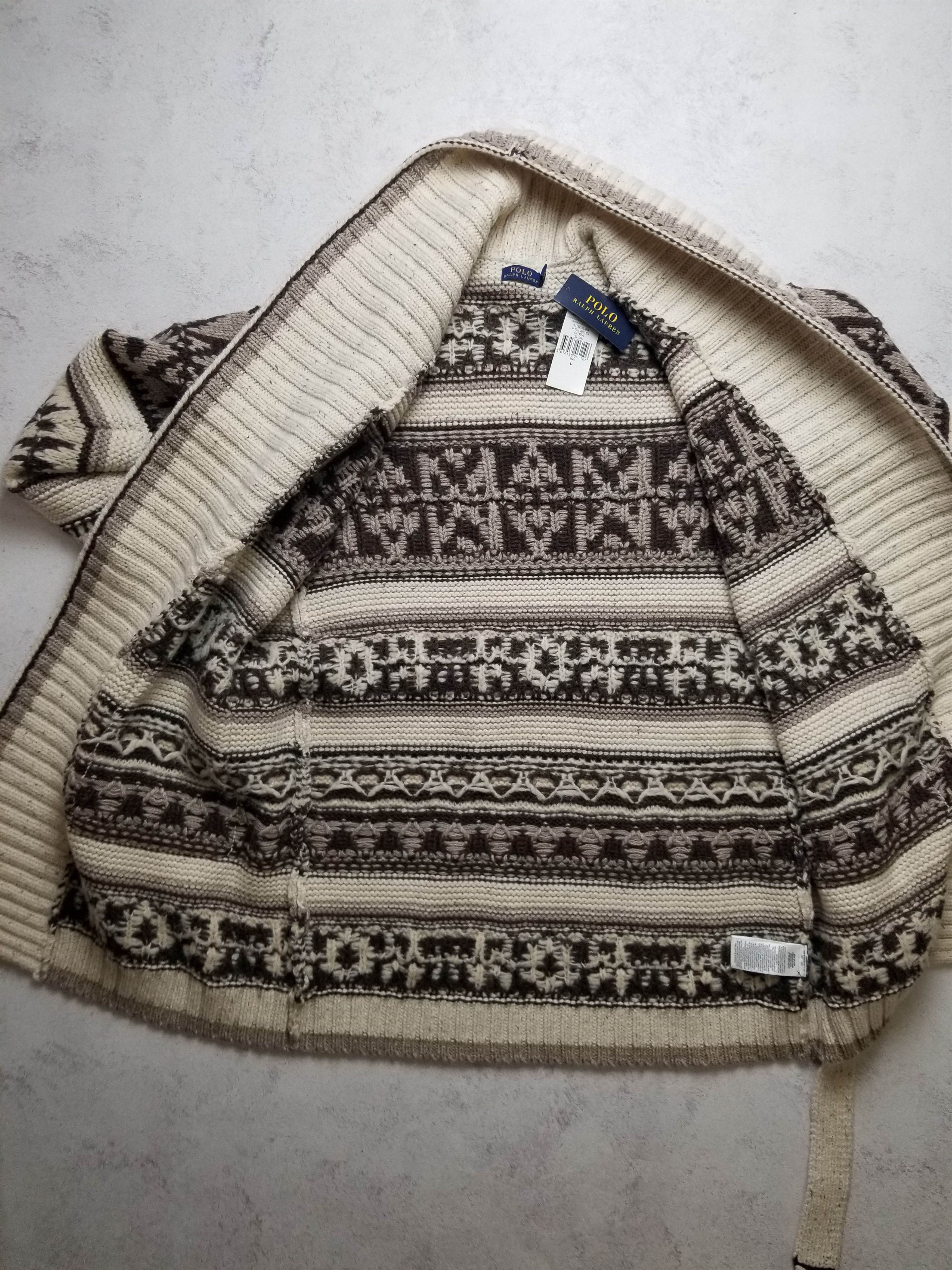 Polo Ralph Lauren New Polo Ralph Lauren Fringe-Trim Shawl Wool Cardigan Size L / US 10 / IT 46 - 5 Thumbnail