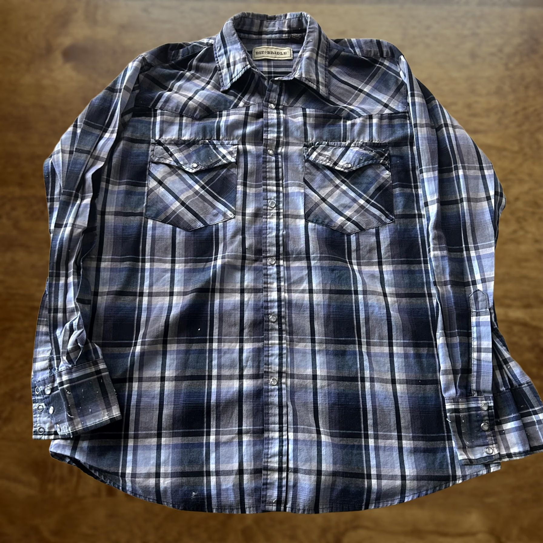 Vintage VINTAGE Bit & Bridle Shirt Men L Blue Plaid Long Sleeve Western Pearl Snap Button Up Size US L / EU 52-54 / 3 - 1 Thumbnail