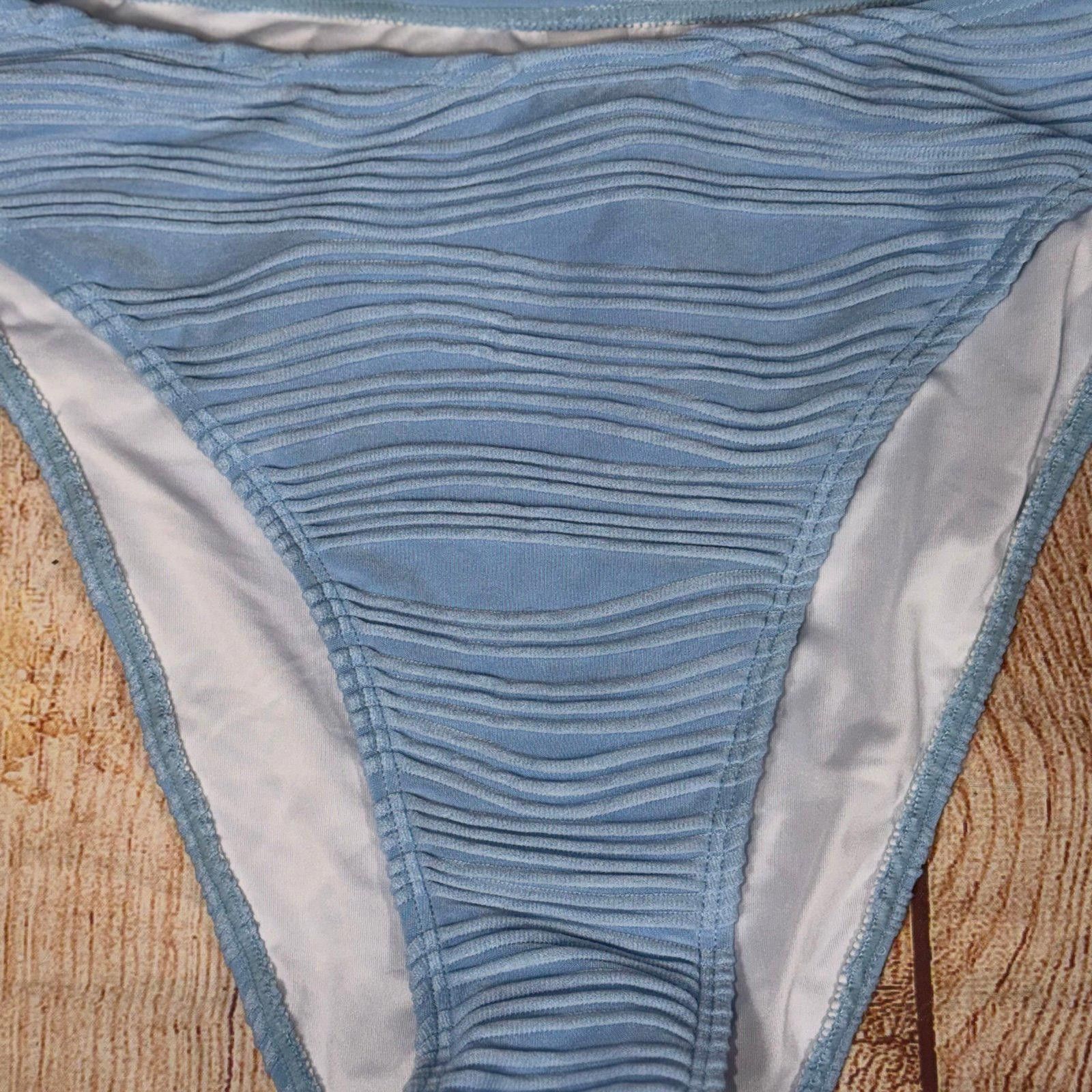 Other Light Blue Textured Bandeau Large Bikini Set NWOT Size ONE SIZE - 3 Thumbnail