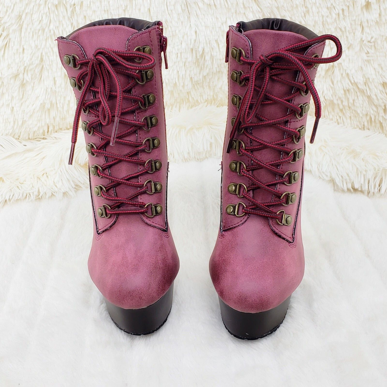 Other Delight 600tl Wine Nubuck Work Style 6" High Heel Ankle Boot Size US 8 / IT 38 - 6 Thumbnail