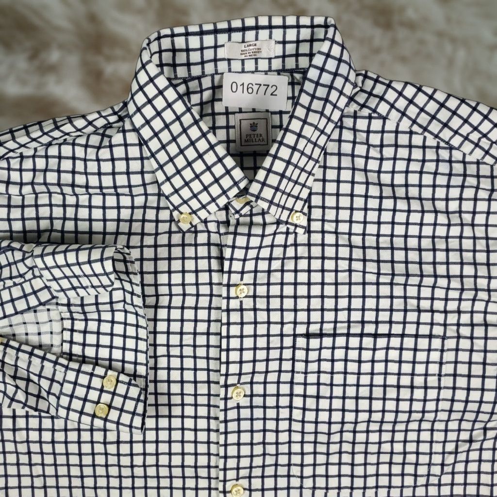 Peter Millar Peter Millar Button-Up Shirt Men’s Large Blue White Check Long Sleeve Casual Size US L / EU 52-54 / 3 - 1 Thumbnail
