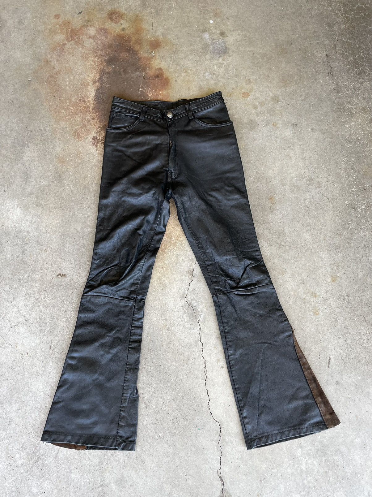 image of Avant Garde x Vintage 60/70S Leather Flares in Black, Men's (Size 30)