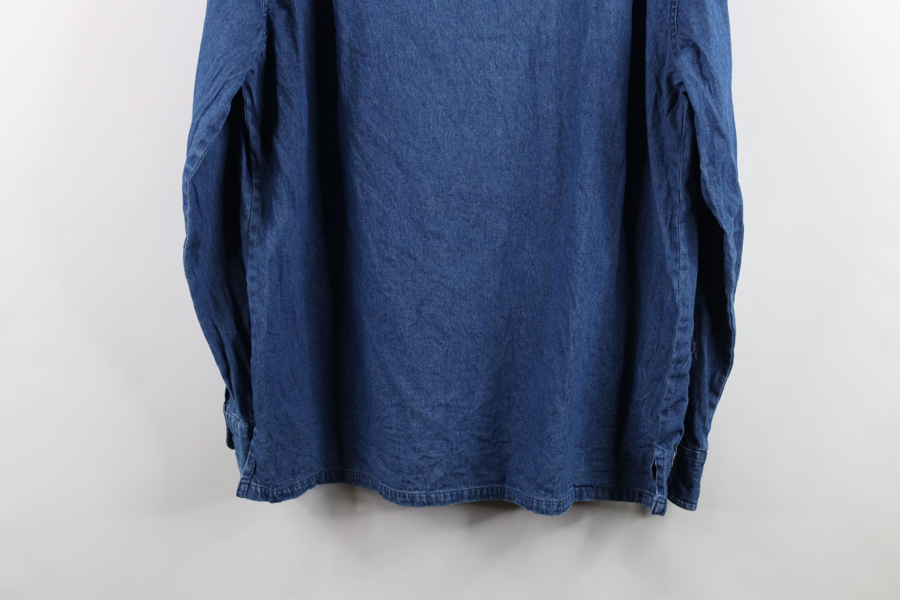 Vintage Vintage 90s Streetwear Embroidered Flower Denim Button Shirt Size XL / US 12-14 / IT 48-50 - 14 Thumbnail