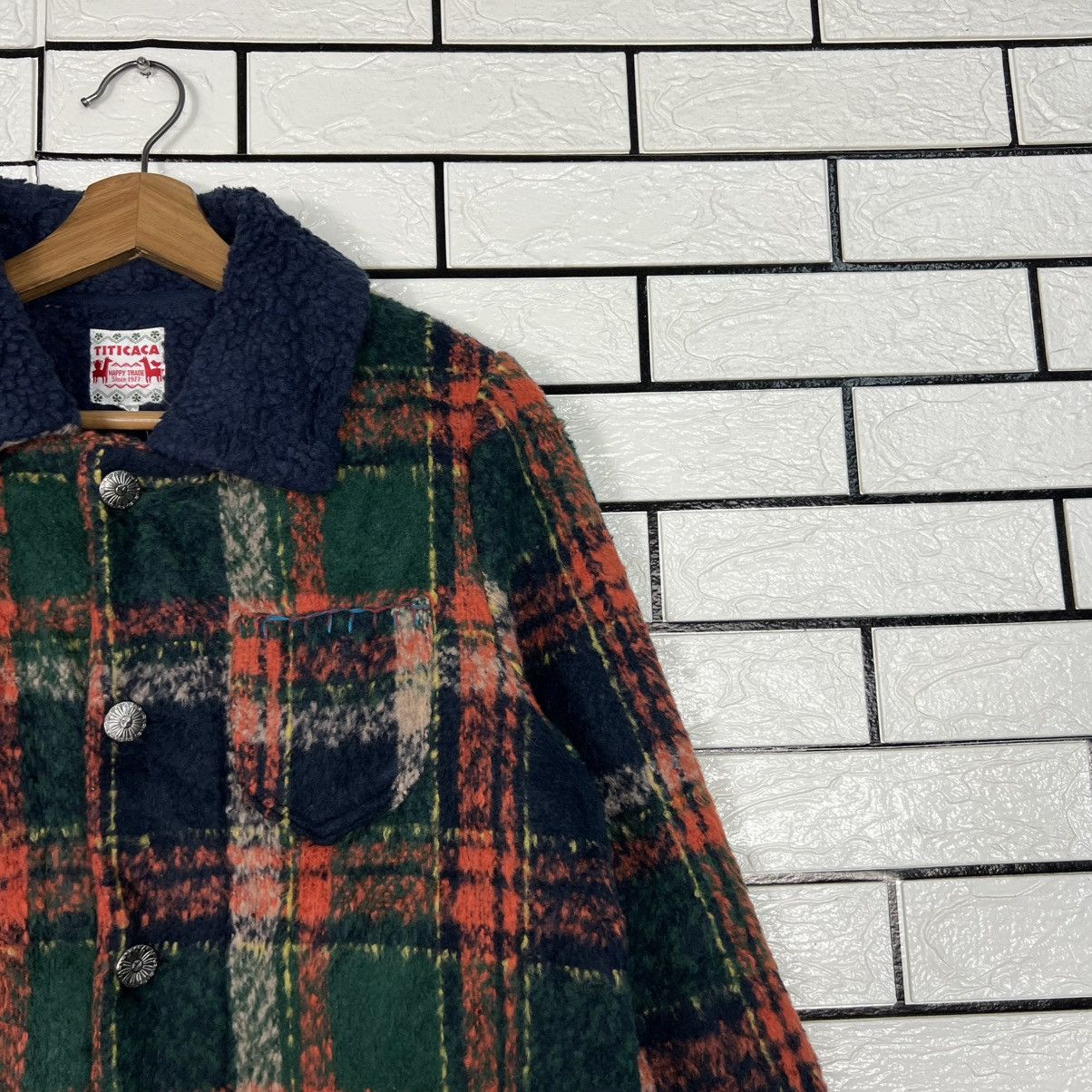 Japanese Brand NWT TITICACA Colorful Checked Fleece Jacket #4128-C188 Size US S / EU 44-46 / 1 - 4 Thumbnail