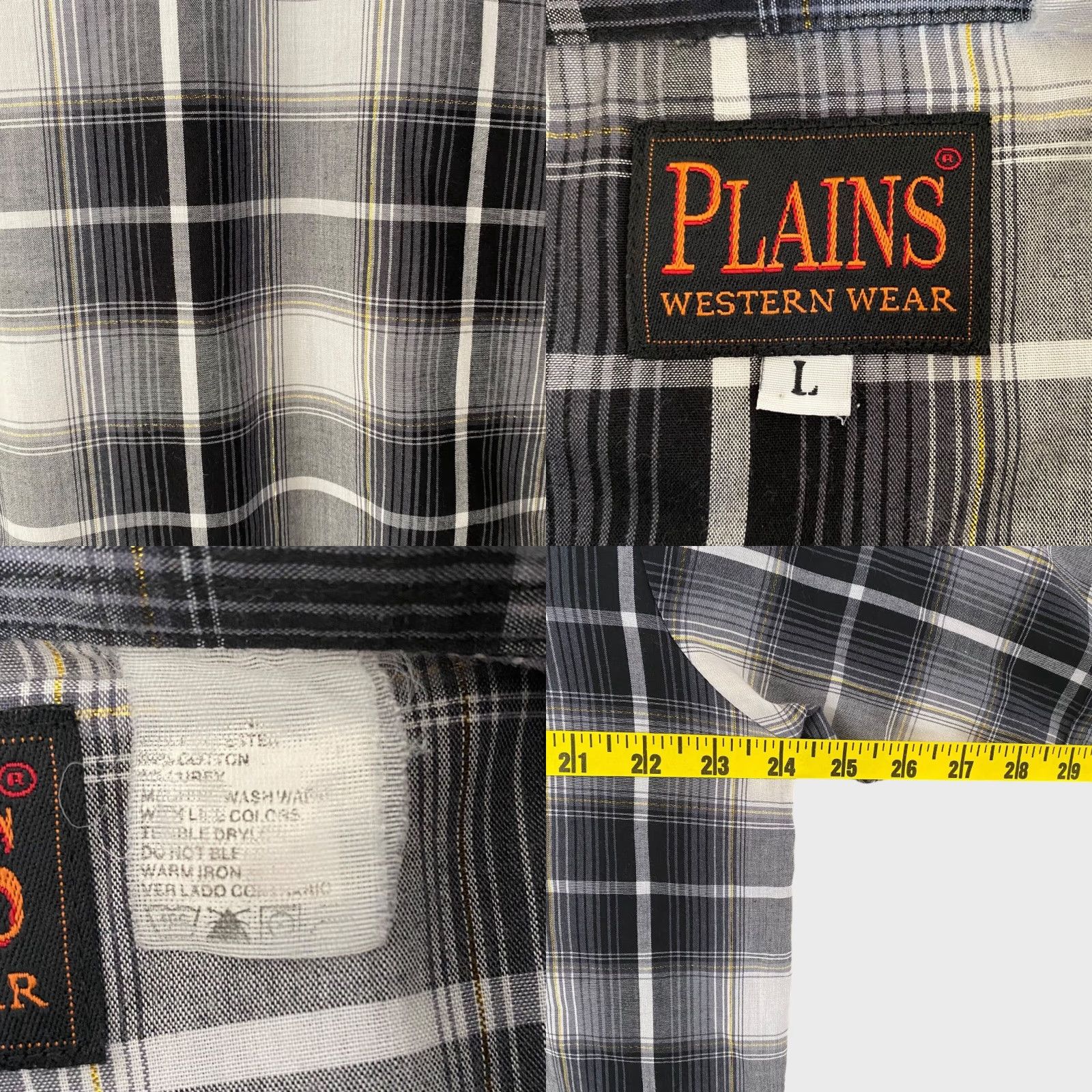 Vintage VINTAGE Plains Western Wear Pearl-Snap Shirt Men's Large Gray Plaid Button-Up Size US L / EU 52-54 / 3 - 8 Thumbnail