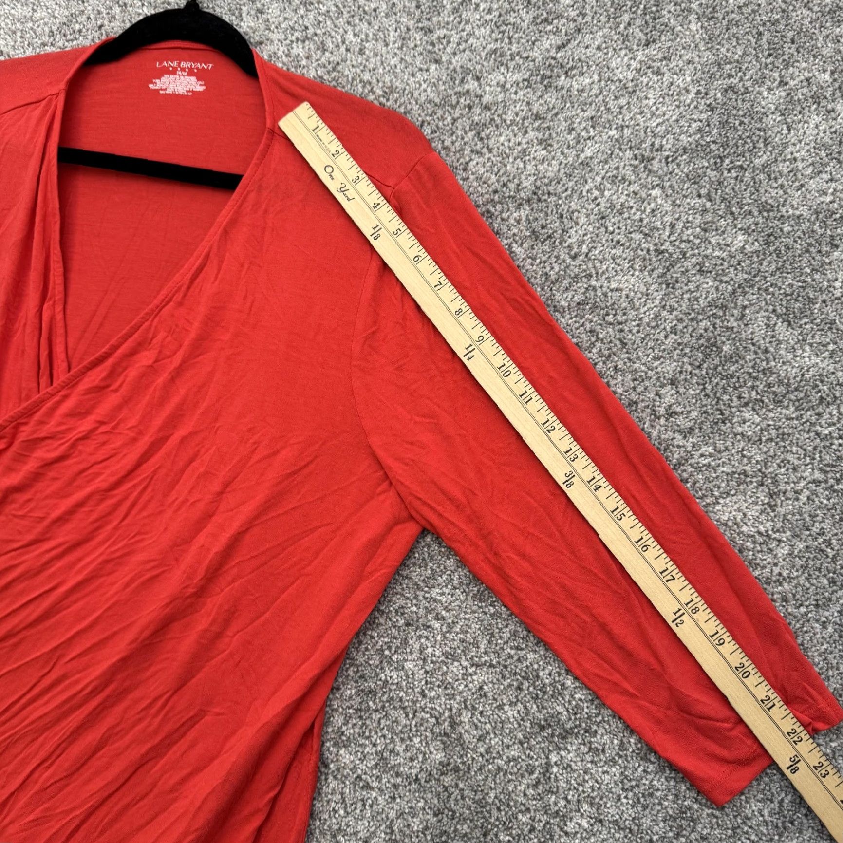 Vintage Lane Bryant Cardigan Womens 14/16 Red Open Front Lace Hem 3/4 Sleeve Boho Drape Size XL / US 12-14 / IT 48-50 - 6 Thumbnail