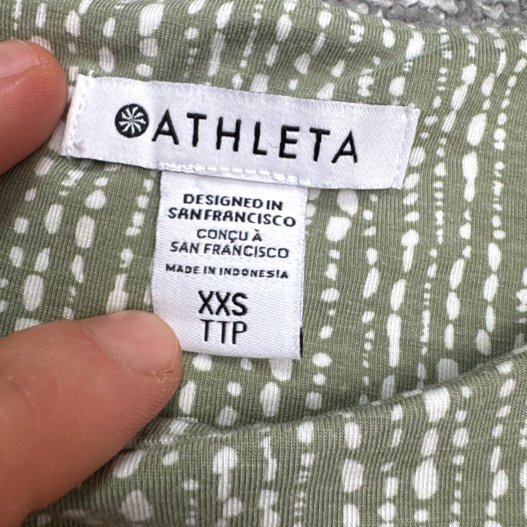 Athleta Athleta Halter Fit & Flare A-Line Mini Dress Womens XXS Green White Polka Dot Size XXS / US 00 / IT 34 - 4 Thumbnail
