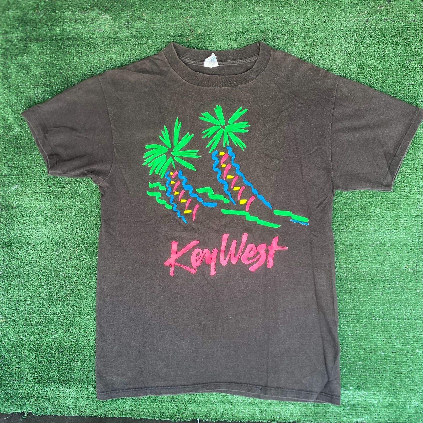 Vintage Vintage 80s Key West Shirt Florida Palm Trees Neon Tourist Size US L / EU 52-54 / 3 - 1 Thumbnail