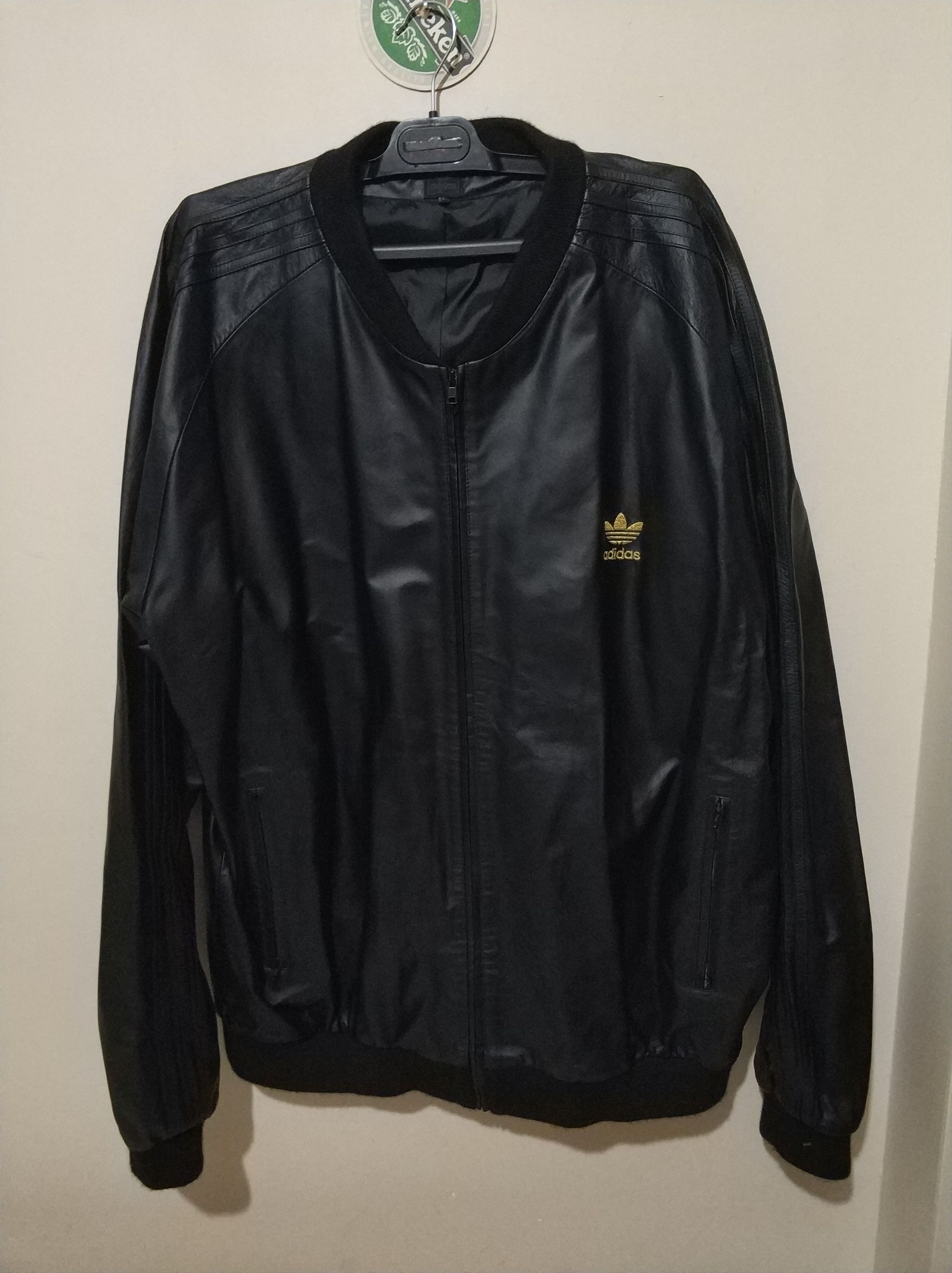Adidas adidas Leather A15 3XL/4XL Gold Trefoil Vintage Jacket Size US XXL / EU 58 / 5 - 1 Thumbnail