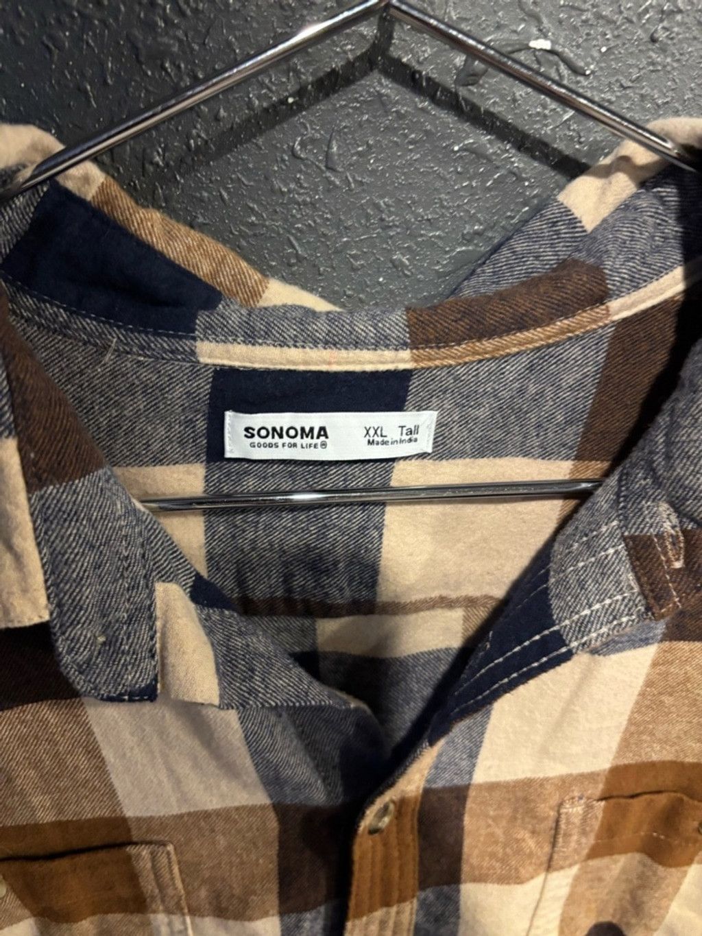 Sonoma Sonoma Brown, Navy & Cream Plaid Button-Down Shirt Size US XXL / EU 58 / 5 - 2 Thumbnail