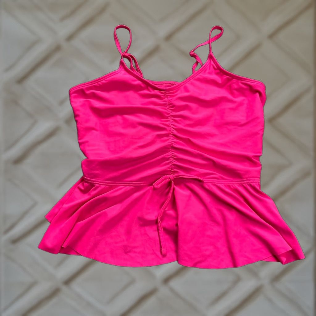 Vintage VINTAGE Unbranded Women's Tankini Swimsuit S Solid Pink Summer Beach Adjustable Strap Size ONE SIZE - 1 Thumbnail