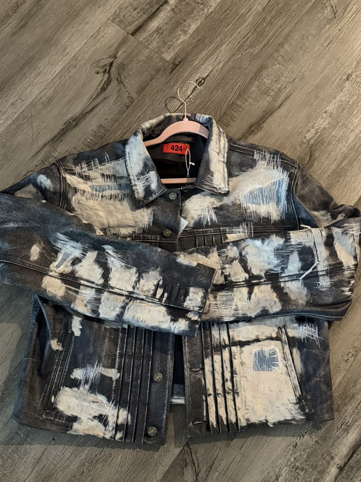 424 Trompe-l'oeil Denim-Effect Leather Trucker Jacket Blue Size US L / EU 52-54 / 3 - 1 Thumbnail