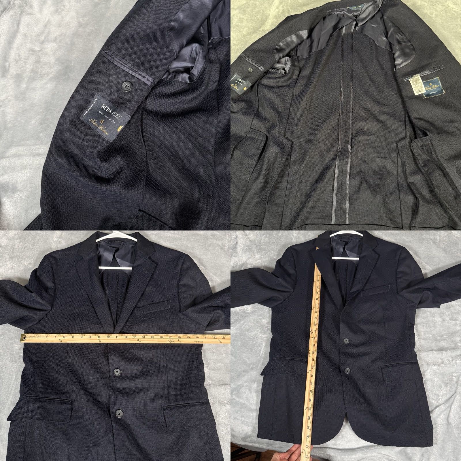 Brooks Brothers Brooks Brothers Classic Blazer Jacket Mens 42R Wool Navy Blue Single-Breasted Two-Button 2 Piece Slim Regular Casual Business Coat Size 42R - 8 Thumbnail