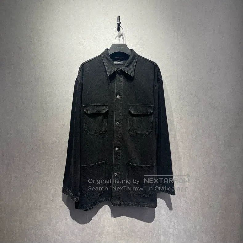 Balenciaga Balenciaga Denim Patchwork Back Printed Long Denim Jacket Size US L / EU 52-54 / 3 - 1 Thumbnail