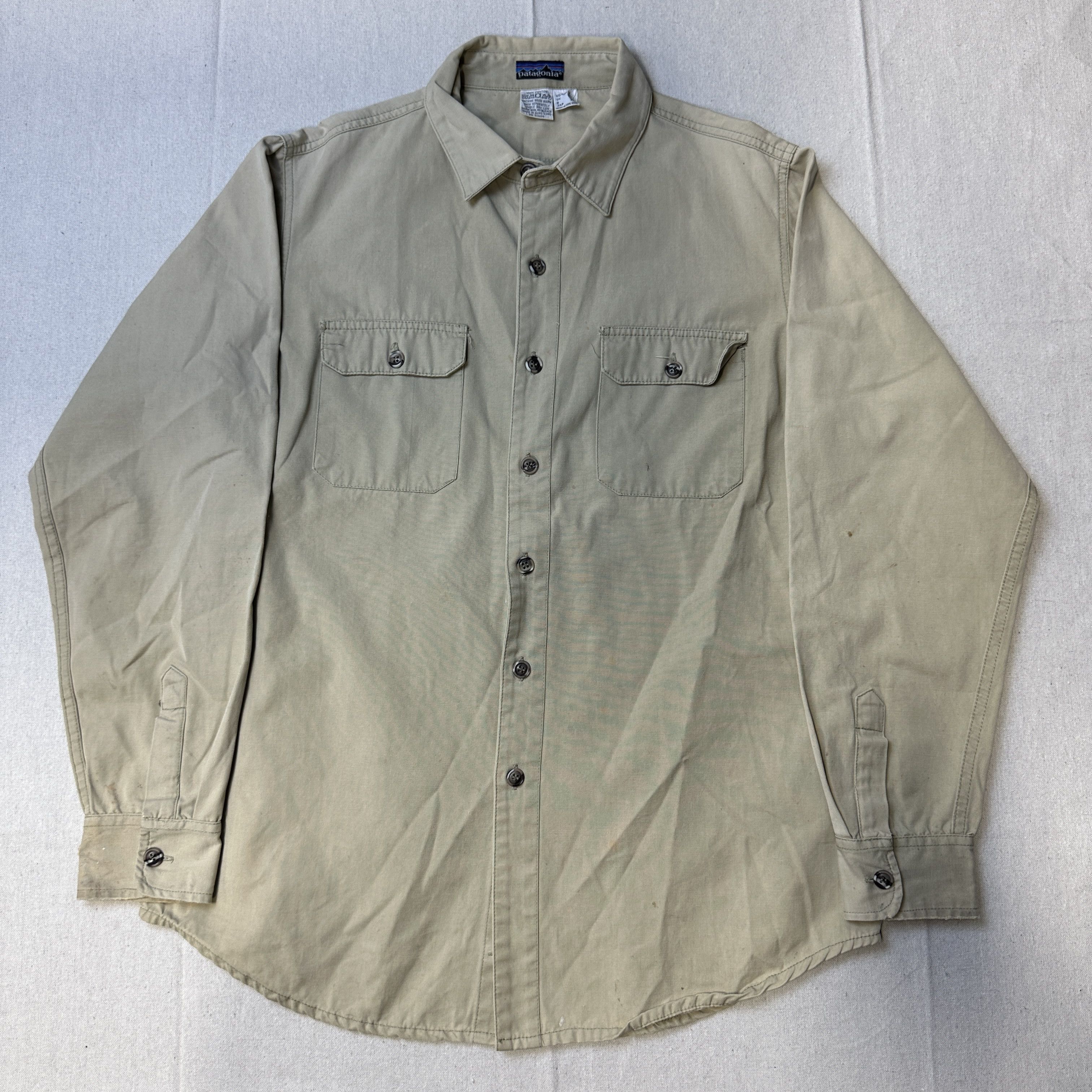 Vintage Patagonia Tan Utility Button-Up Shirt Size L 80s 90s