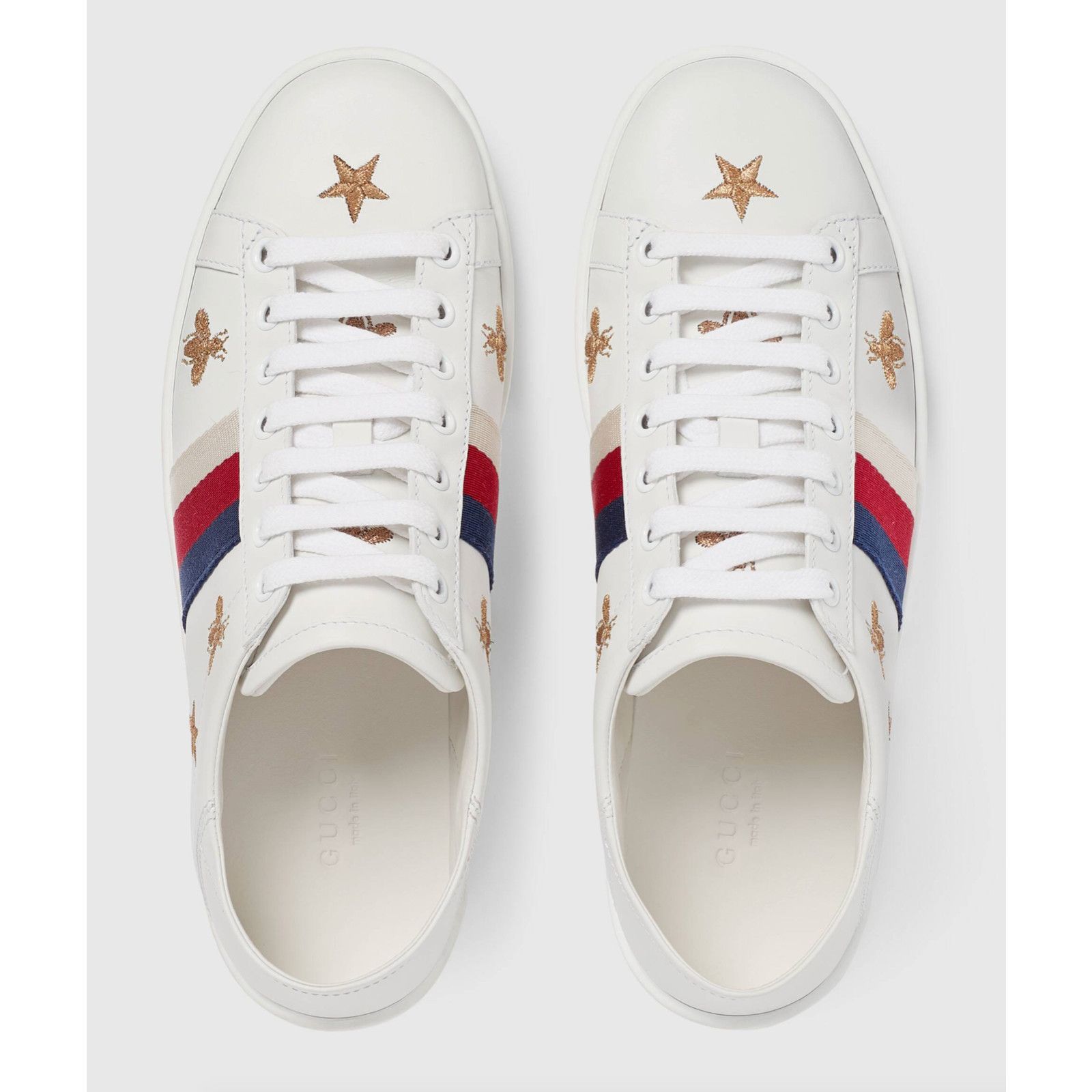 Gucci Gucci White Star Bee Gold Flat Low Top Lace Up Tie Sneaker Size US 12 / IT 42 - 6 Thumbnail