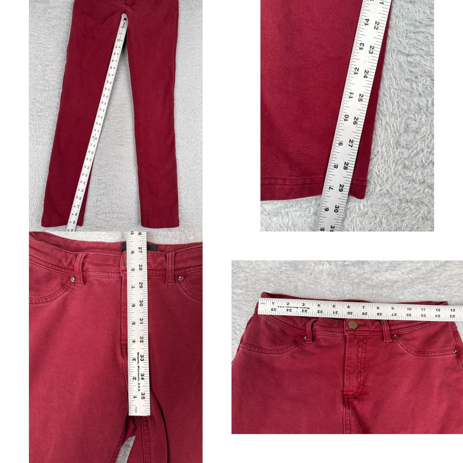 Vintage Labijou Women's Slim Fit Skinny Jeans Red Cotton Blend Stretch 26x30 Mid Rise Modern Design Size 36" / US 14 / IT 50 - 8 Thumbnail