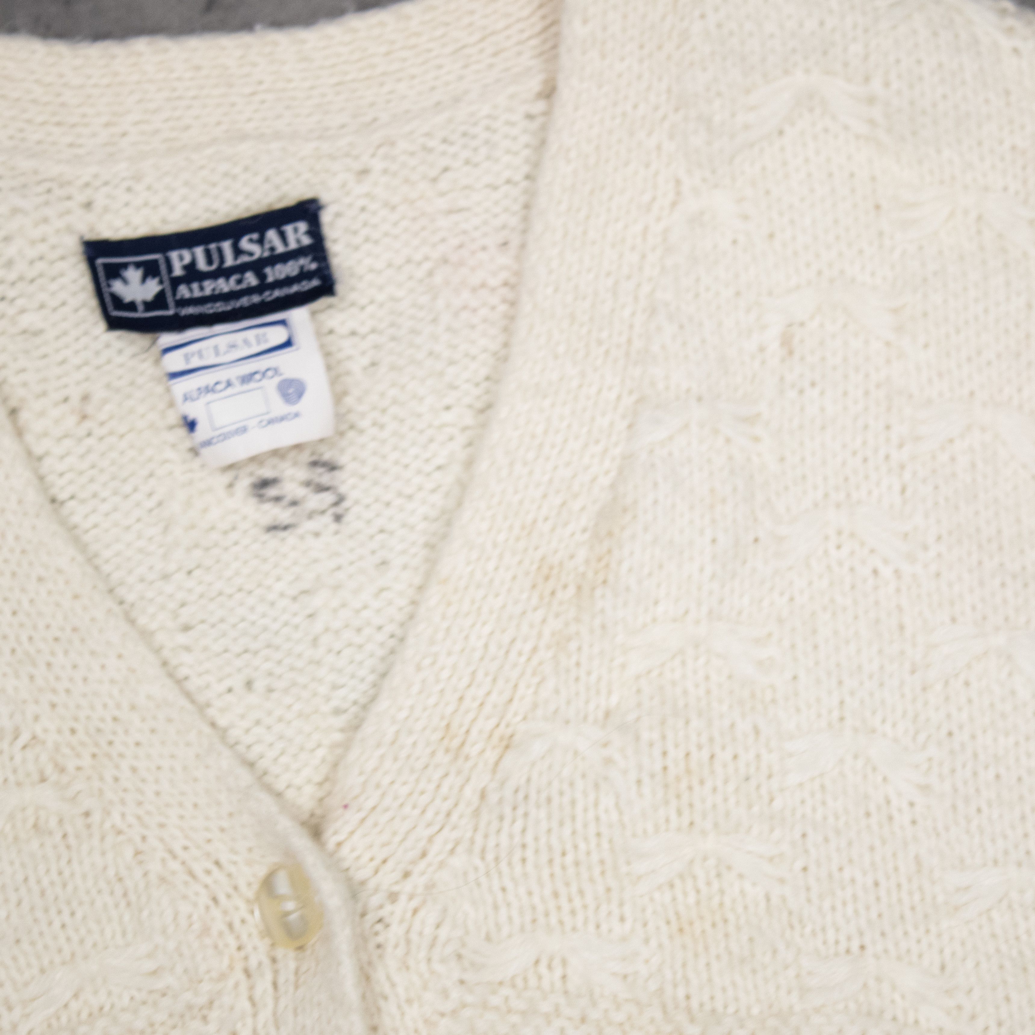 Japanese Brand Vintage VTG 1980's 80's Leave Alpaca Wool Cream Sweater Vest Size US S / EU 44-46 / 1 - 4 Thumbnail