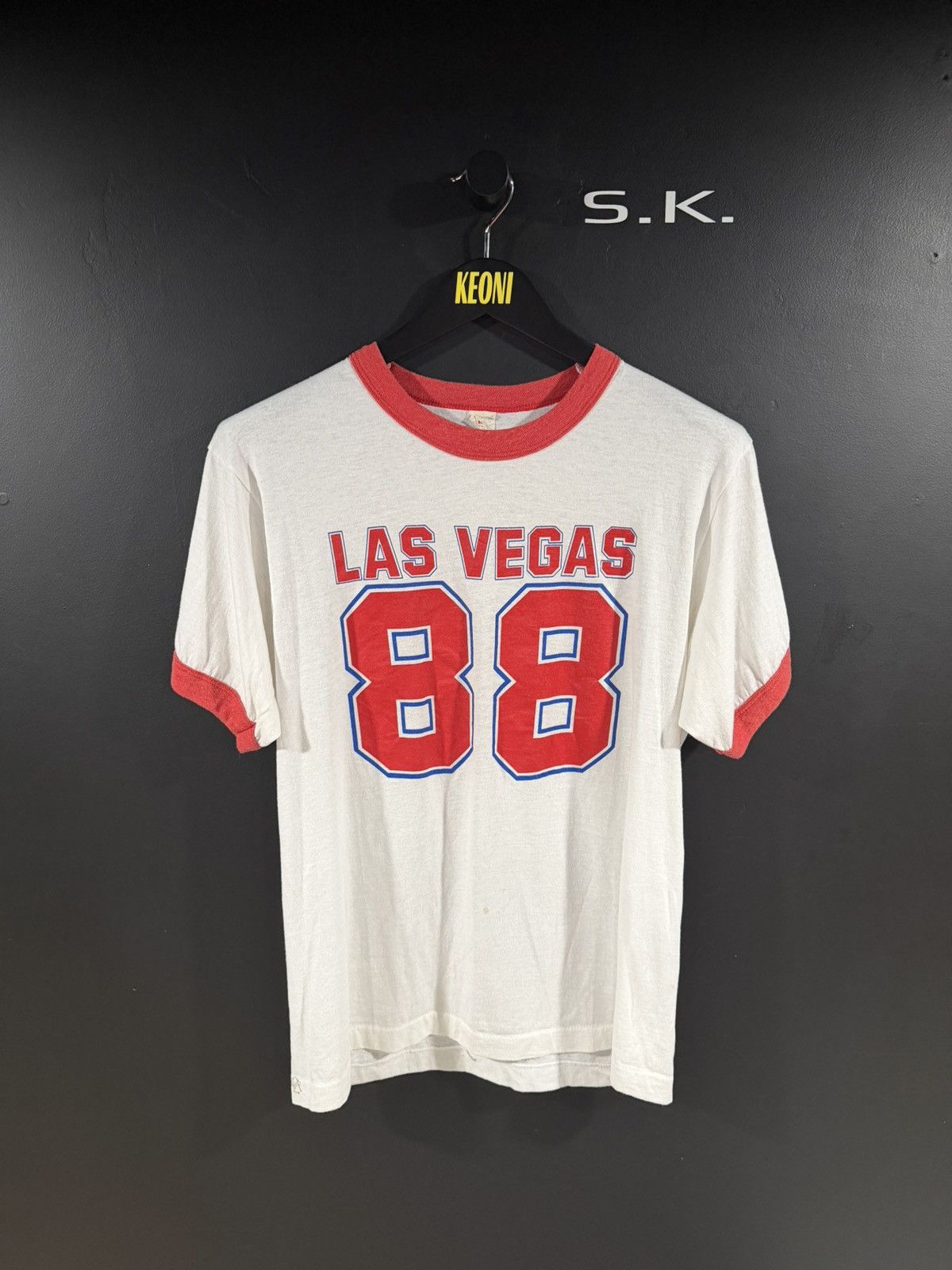 Vintage 1980s Vintage Las Vegas 88 Single Stitch Grunge Ringer Tee L Size US L / EU 52-54 / 3 - 1 Thumbnail