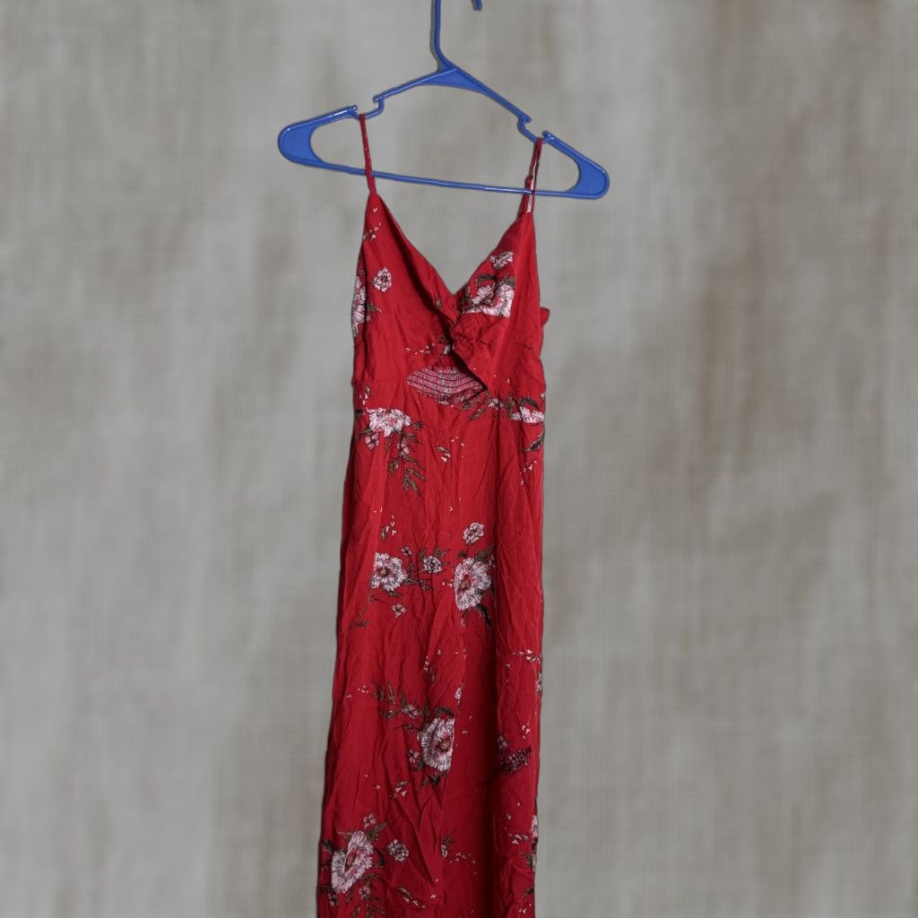 Vintage VINTAGE Lush Womens Small Twist Peekaboo Red Floral Wide Leg Jumper Size S / US 4 / IT 40 - 1 Thumbnail