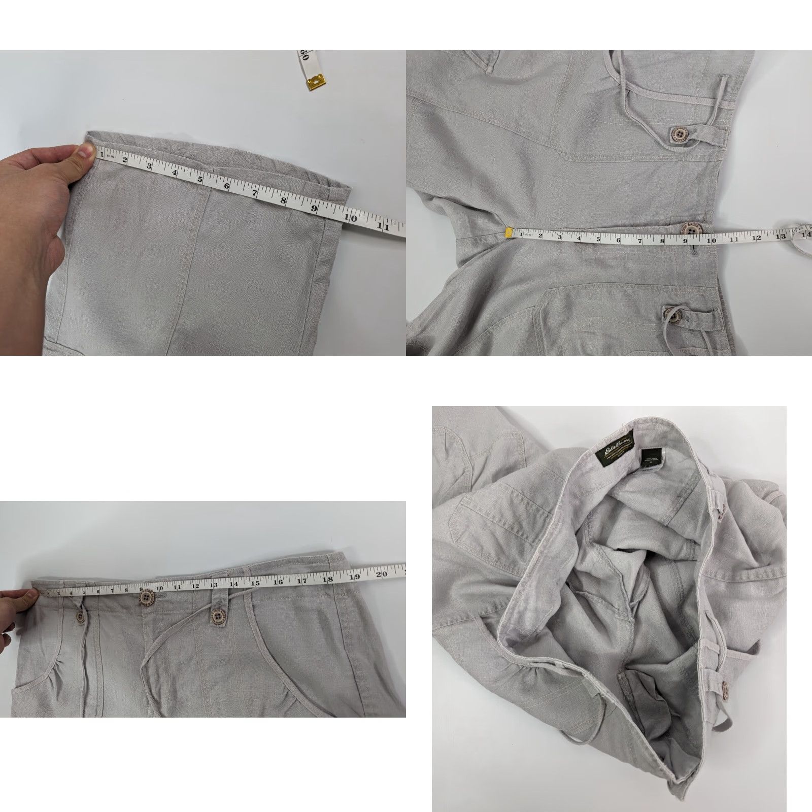 Eddie Bauer Eddie Bauer Pants Womens 14 Grey Cargo Capri Linen Outdoor Hiking Drawstring Pockets Wide Leg Capri Outdoor Ladies Women's Pants Size 25" / US 0 / IT 36 - 8 Thumbnail