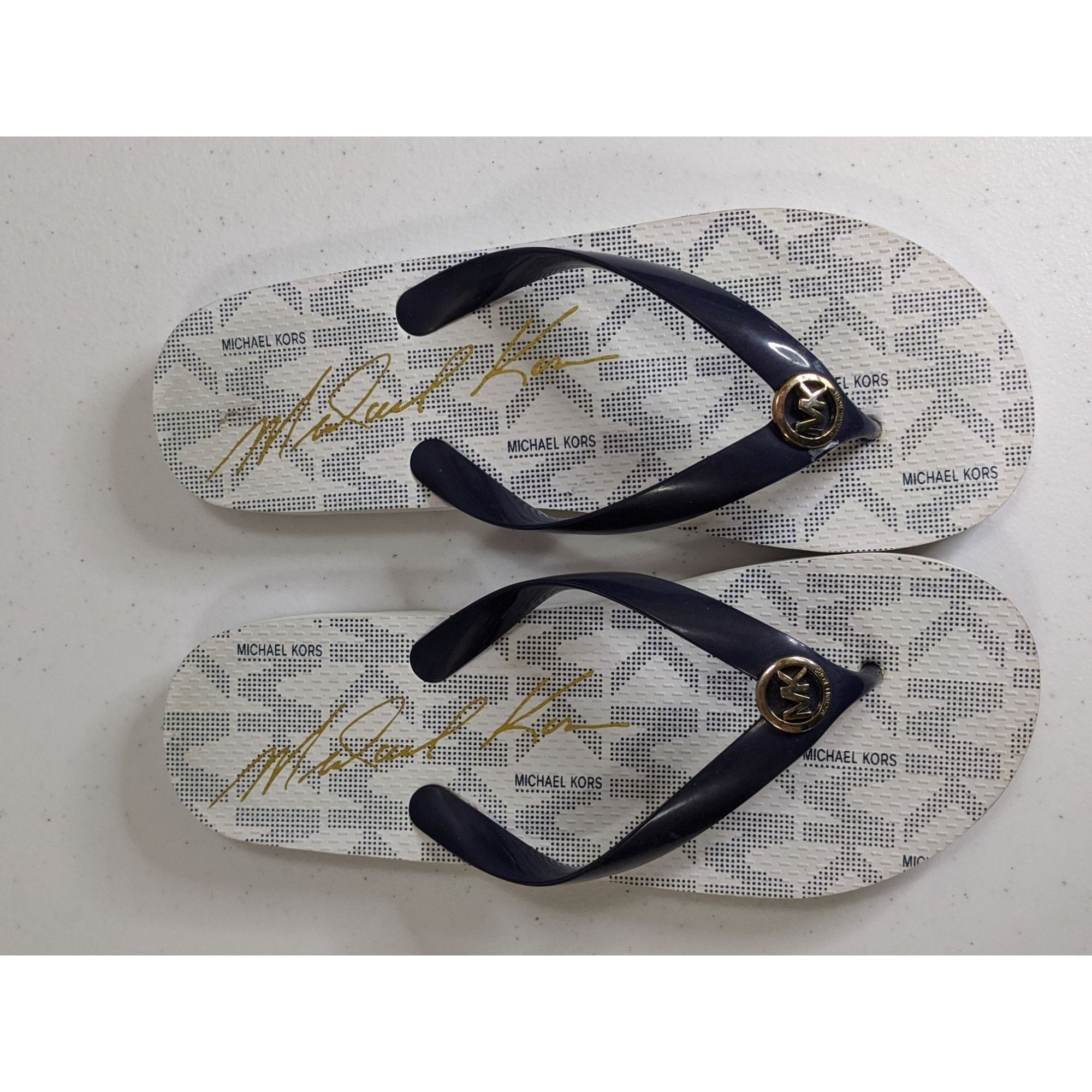 Michael Kors Michael Kors Womens Navy & White Flip Flops Size 8 With Logo Size US 8 / IT 38 - 5 Thumbnail