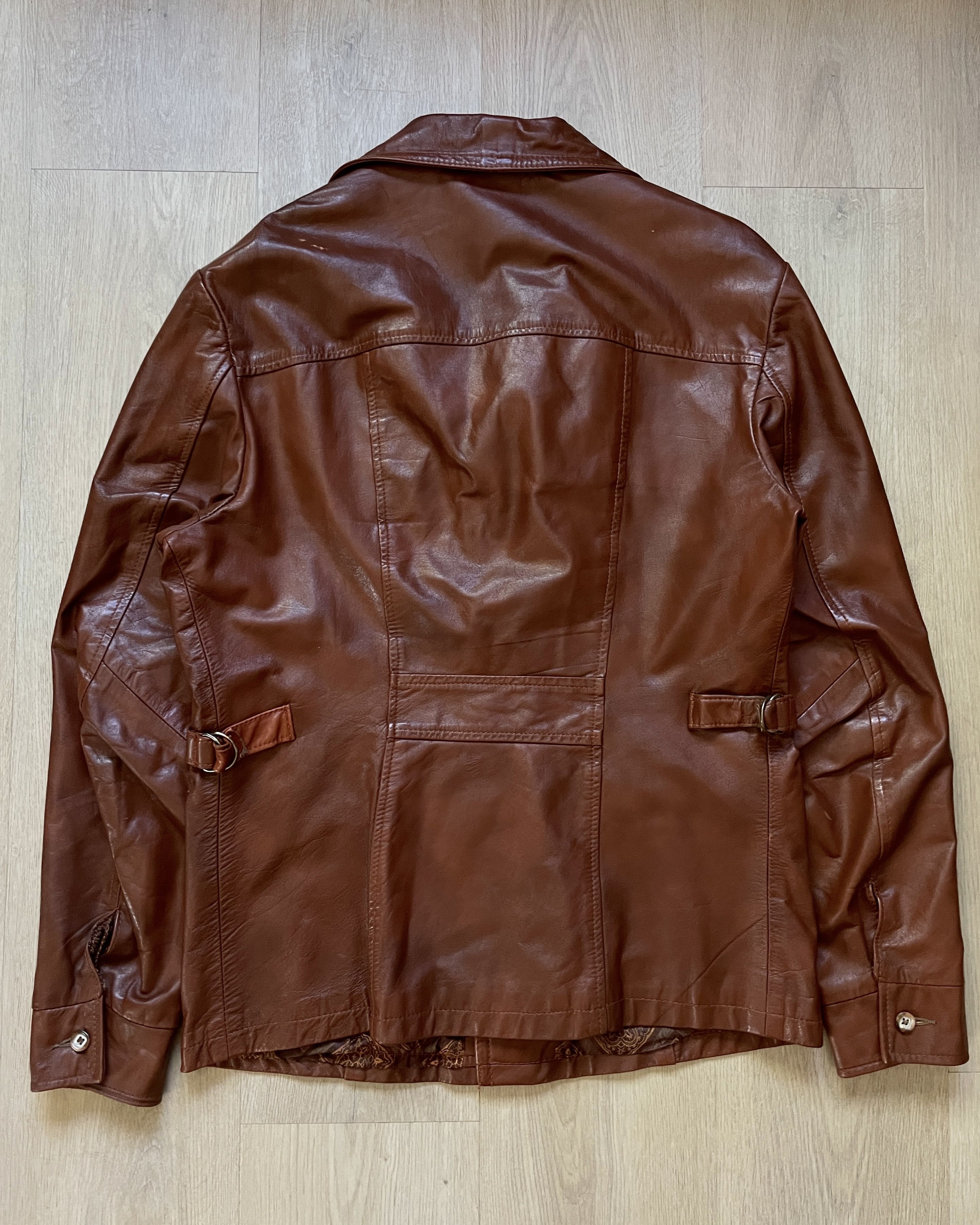 Genuine Leather × Vintage 70s Brown Leather Jacket Size US L / EU 52-54 / 3 - 6 Thumbnail