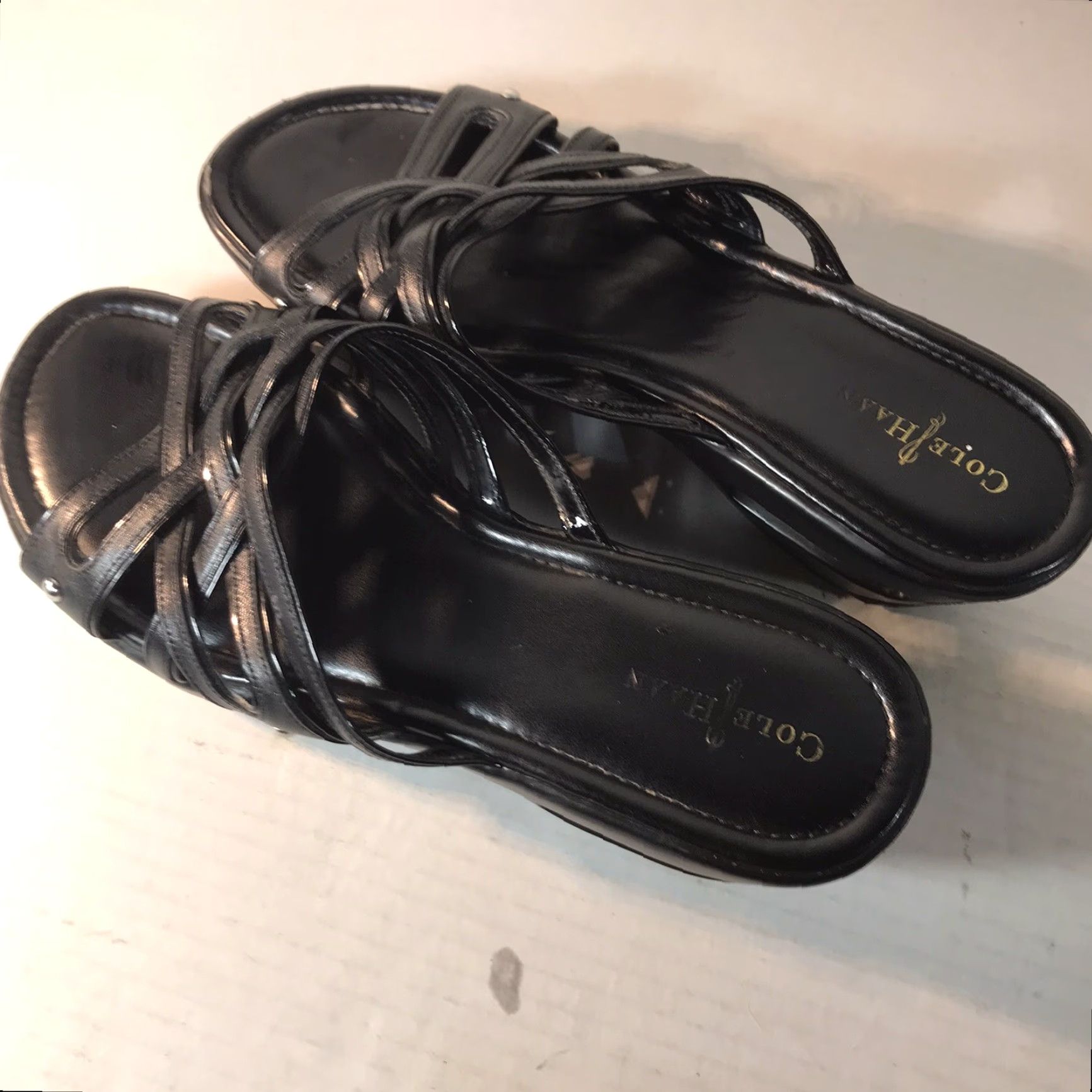 Cole Haan Cole Haan Black Leather Slide Sandals Womens Size 8.5B Wedge Comfort Casual Size US 9 / IT 39 - 4 Thumbnail