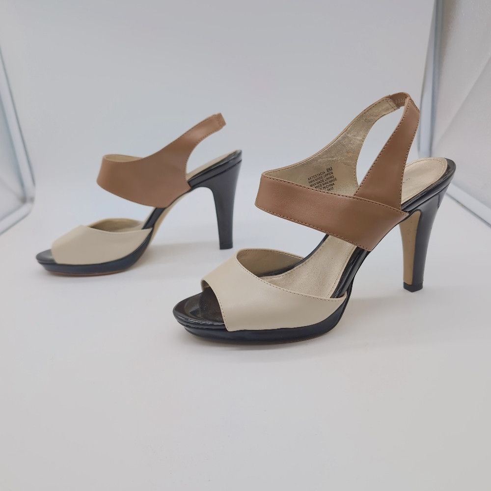 Anne Klein Anne Klein Sz 8 Tan / Cream High Heels AK7 Estacia Size US 8 / IT 38 - 4 Thumbnail