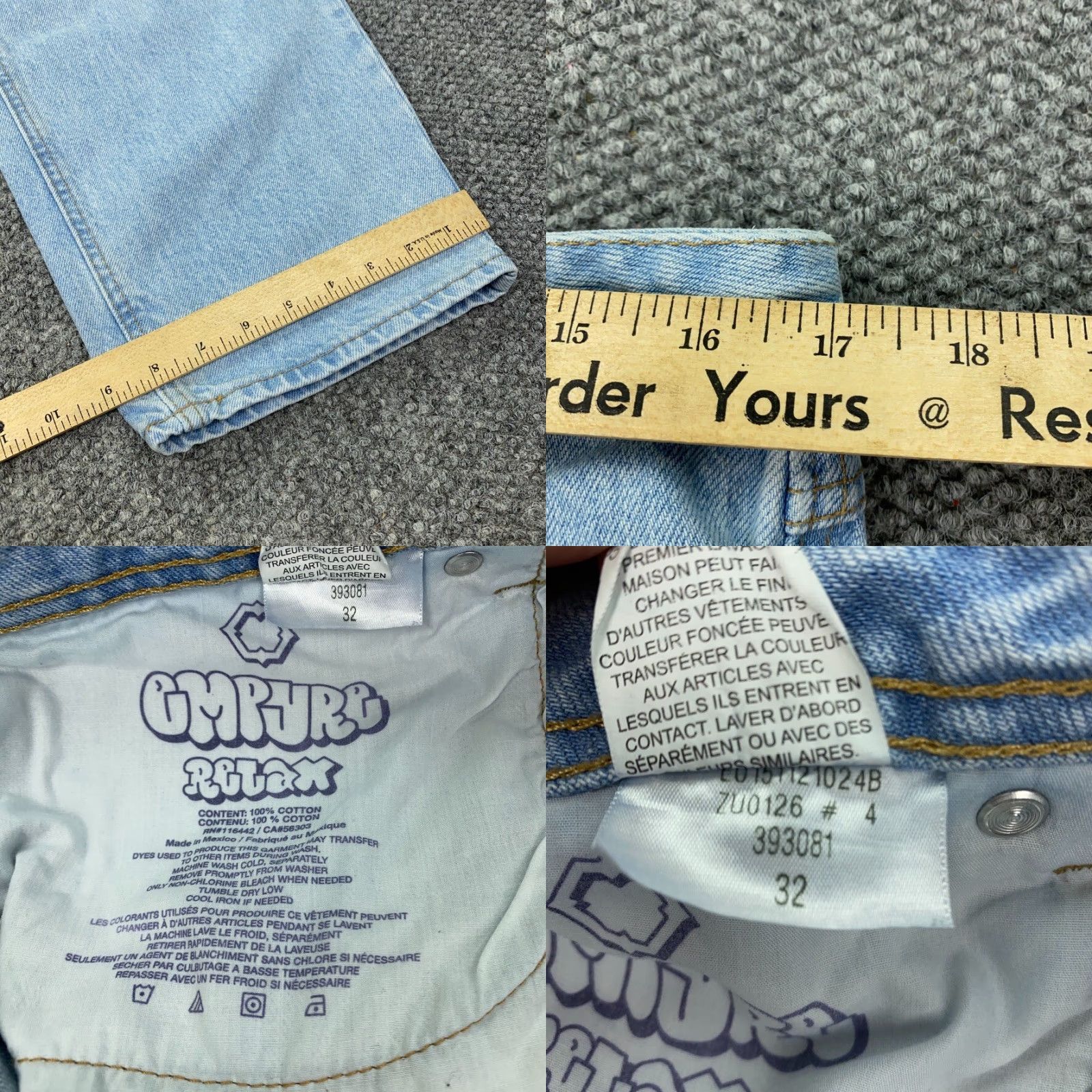 Empyre VINTAGE Empyre Jeans Men Size 32 Relaxed Fit Light Wash Denim 90s Grunge Skater USA 5-Pocket Mens Size US 33 - 8 Thumbnail