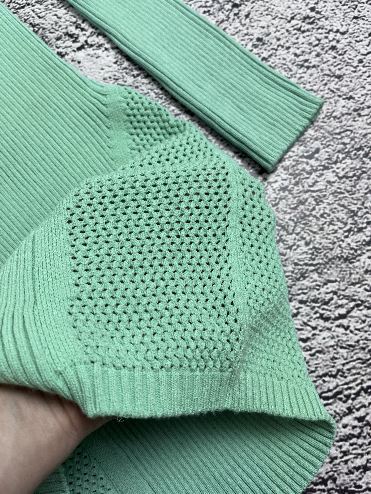 Roberto Cavalli Just Cavalli Mint Ribbed Knit Bodycon Dress Mesh Panels Size XS / US 0-2 / IT 36-38 - 7 Thumbnail