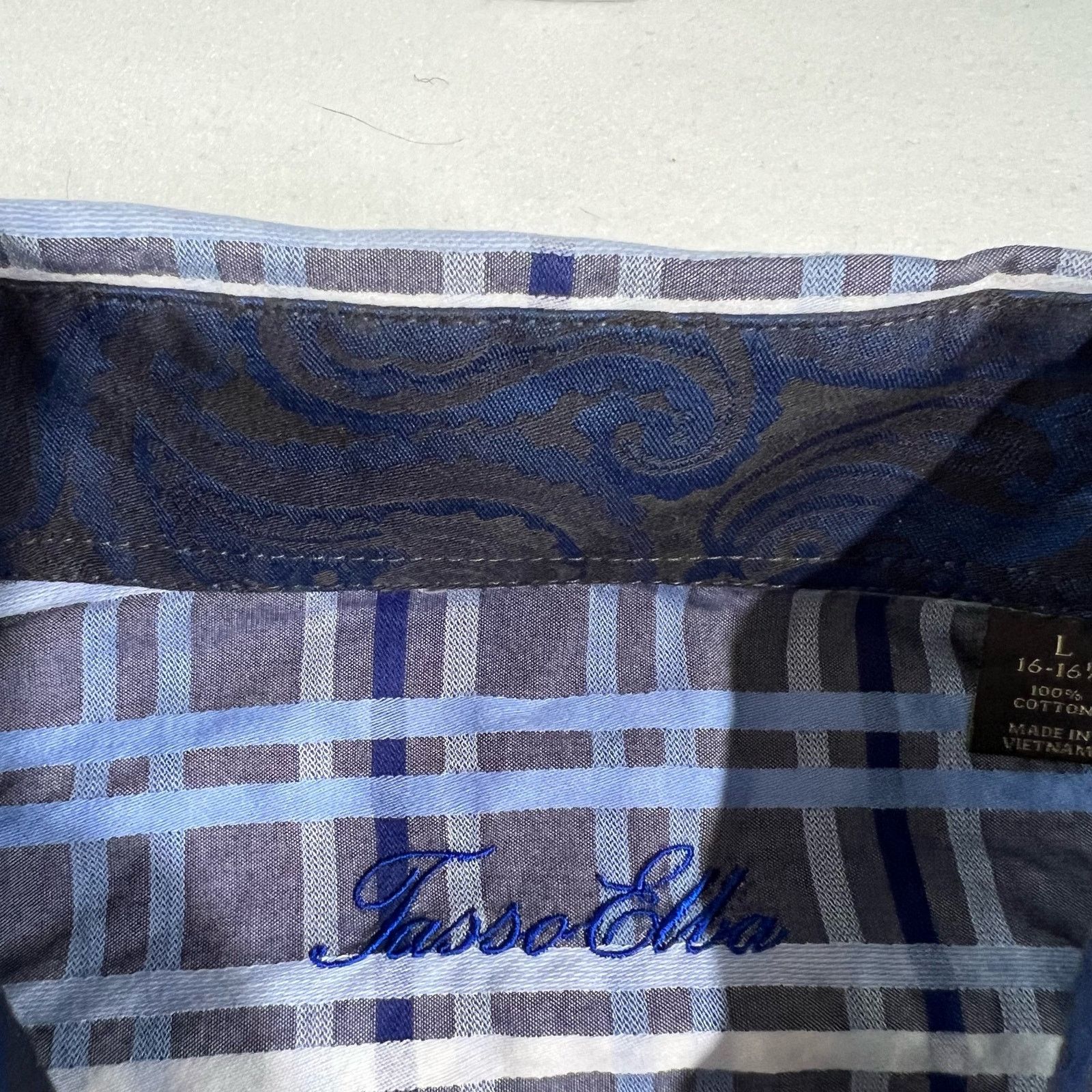 Tasso Elba Tasso Elba Button Shirt Mens Large 16-16.5 Blues White Check Size US M / EU 48-50 / 2 - 2 Thumbnail