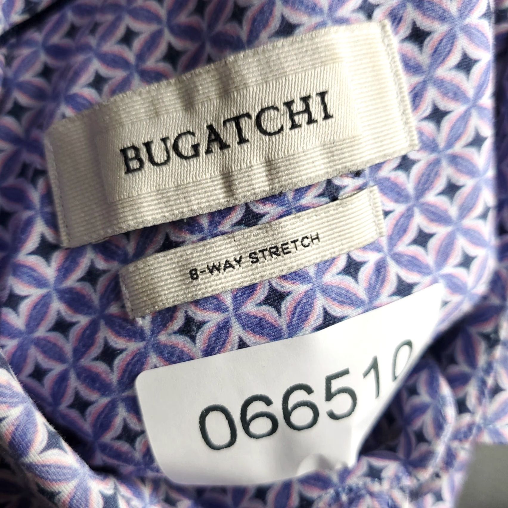 BUGATCHI Bugatchi Uomo Shirt Mens XL Purple Geometric Button Up Short Sleeve Size US XL / EU 56 / 4 - 7 Thumbnail