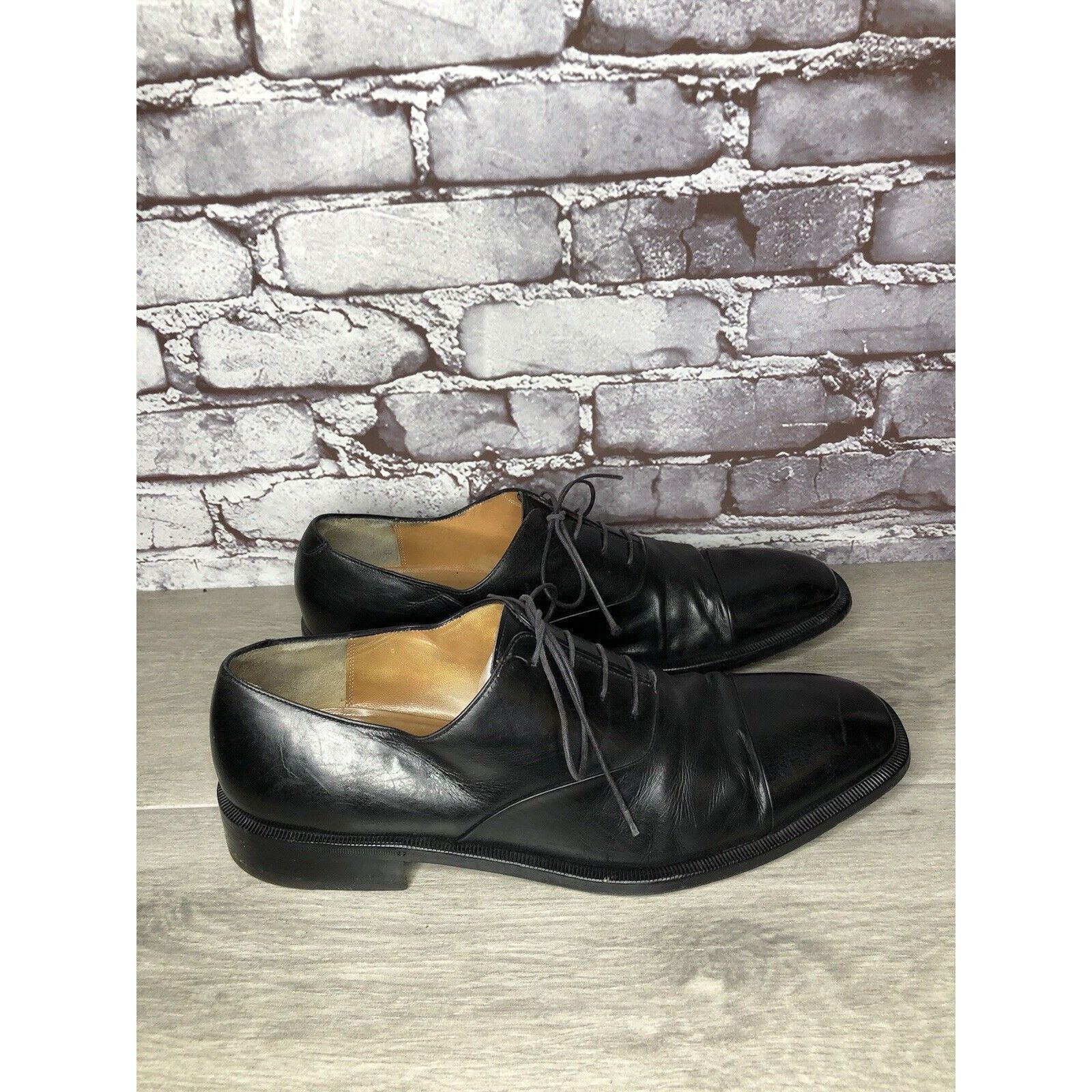 Salvatore Ferragamo Salvatore Ferragamo Black Leather Cap Toe Dress Shoes Oxford Size US 10.5 / EU 43-44 - 19 Thumbnail