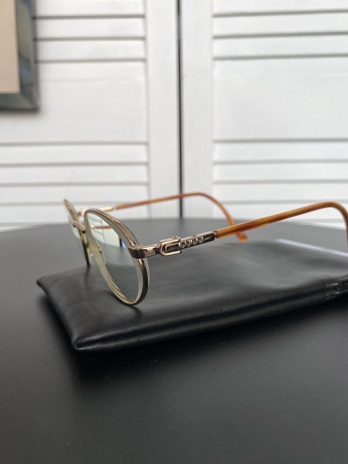 Gucci Vintage 90s Gucci GG 1333 GB1 Round Glasses Gold & Tortoise Size ONE SIZE - 3 Thumbnail