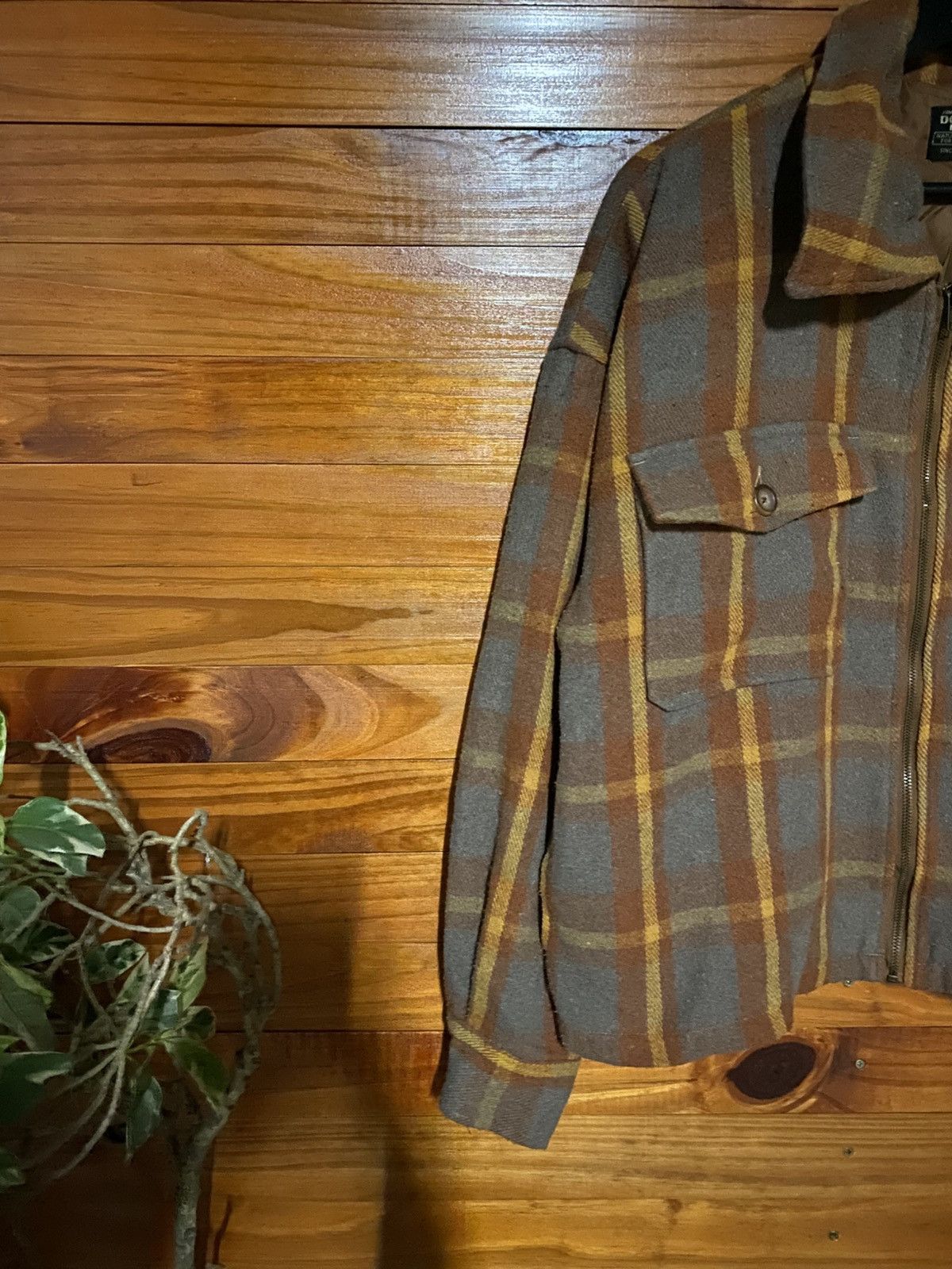 Japanese Brand Double Name 1990s Vintage Plaid Wool Blend Zip Jacket Brown Size L / US 10 / IT 46 - 8 Thumbnail