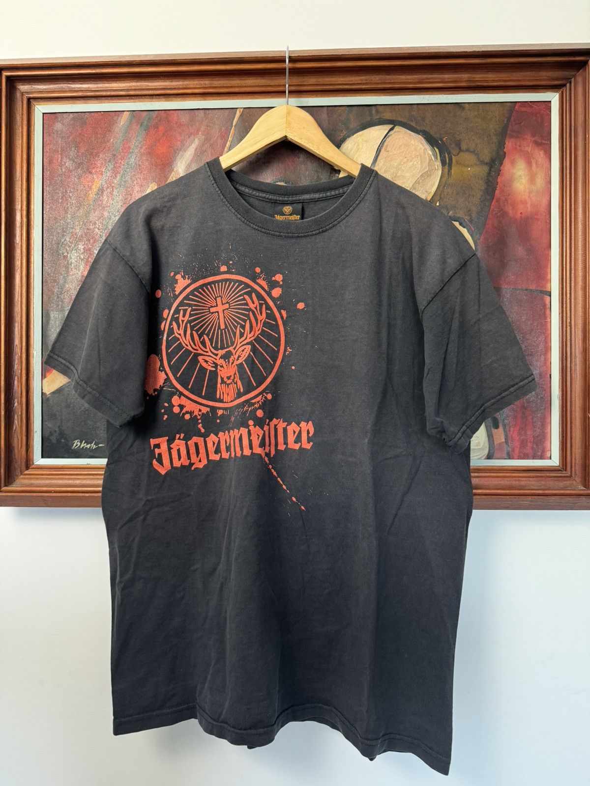 Vintage Jägermeister Classic Logo Washed Black Y2k Vintage Tee Size US L / EU 52-54 / 3 - 1 Thumbnail
