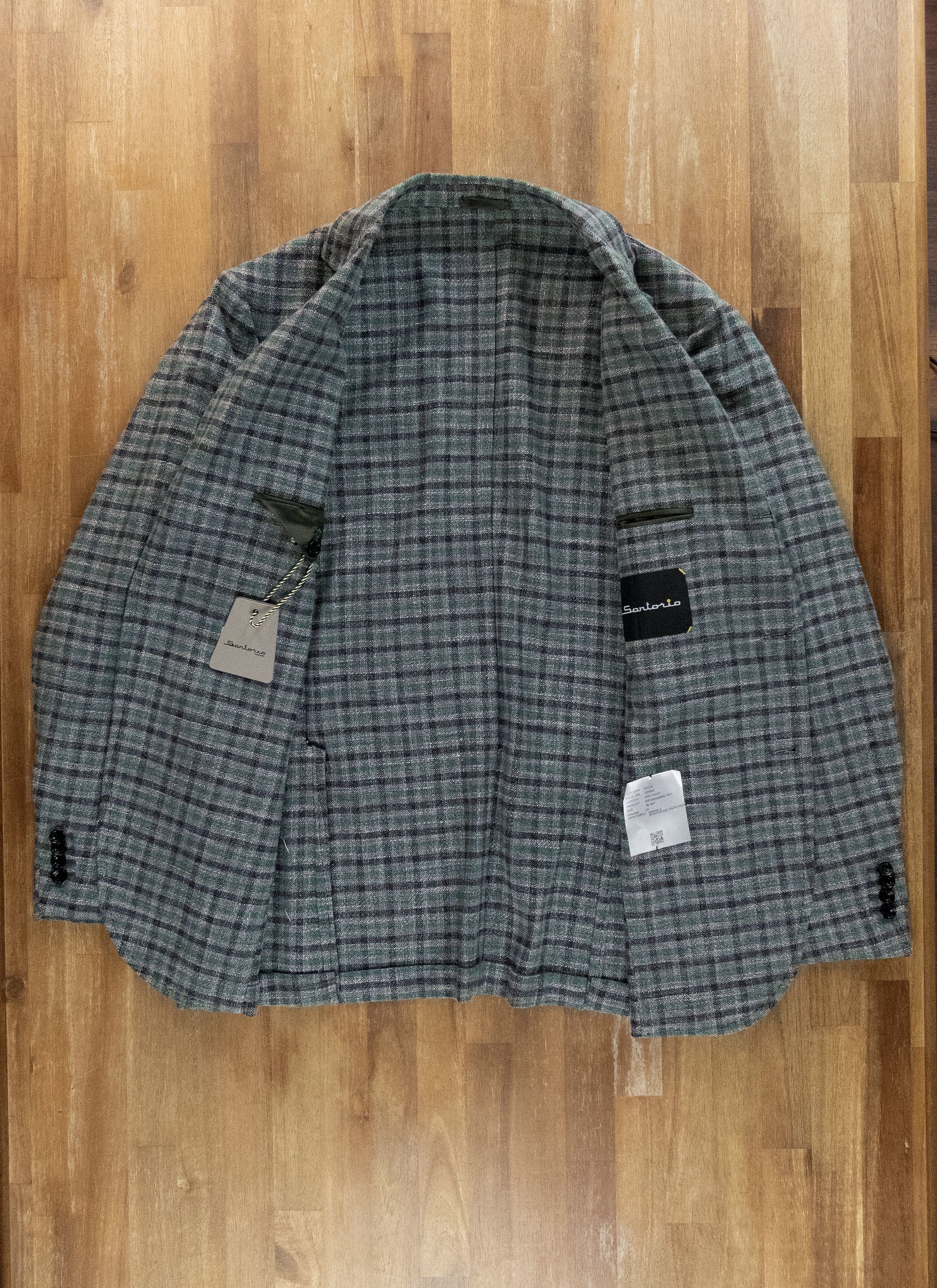 SARTORIO SARTORIO Napoli Kiton green gray plaid wool silk sportcoat Size 42R - 6 Thumbnail