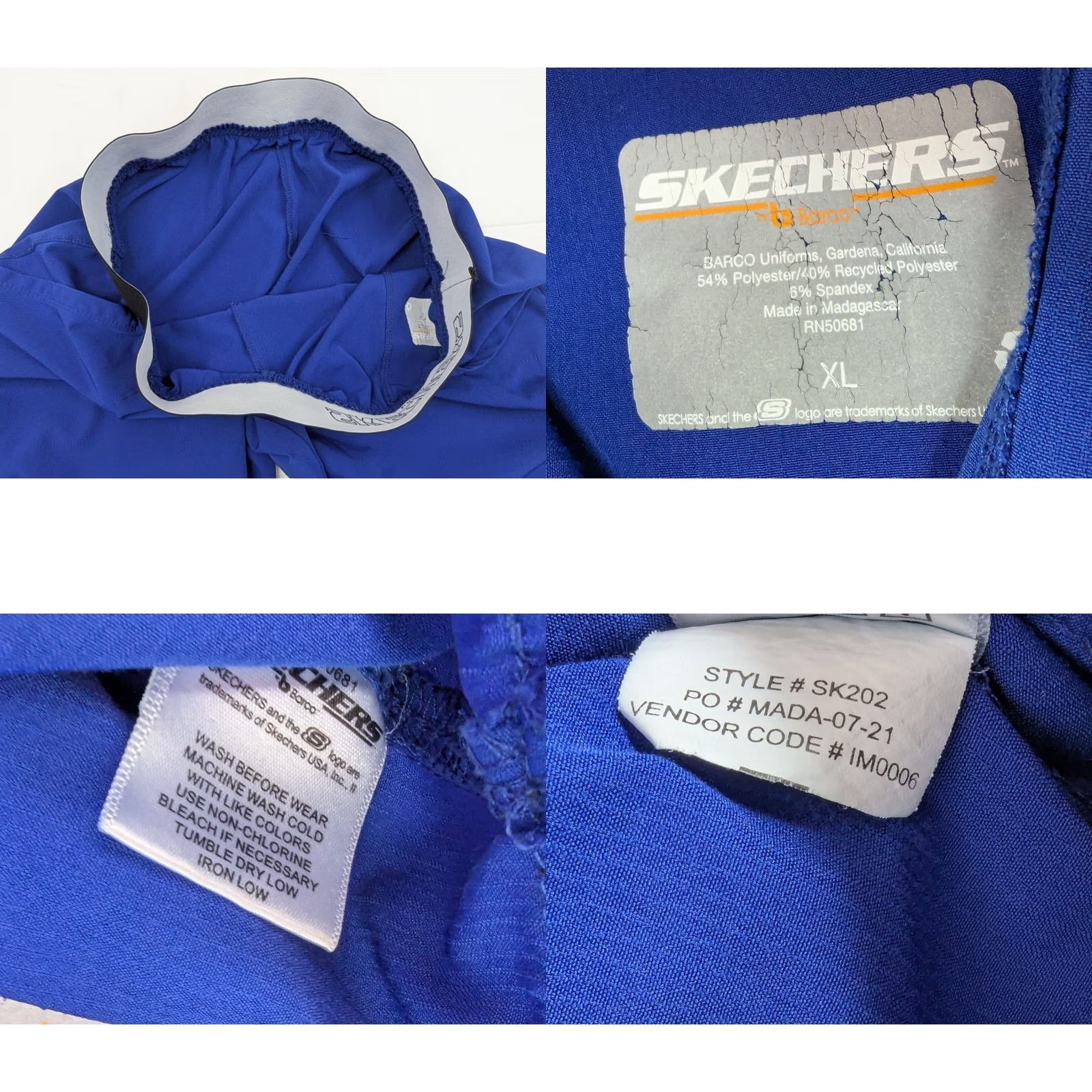 SKECHERS Skechers Barco Scrub 3 Pocket Cargo Pants Men XL (34x31) Blue Elastic Waist Size US 36 / EU 52 - 8 Thumbnail