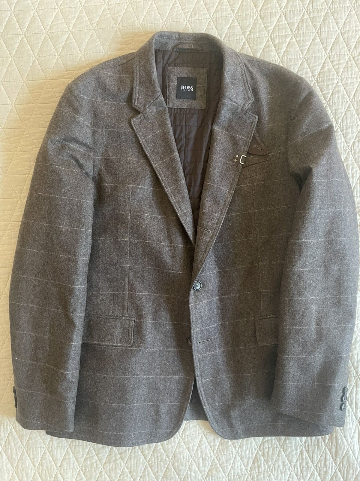 Hugo Boss Windowpane Check Flannel 'Casu-2' Jacket Size 42R - 1 Thumbnail