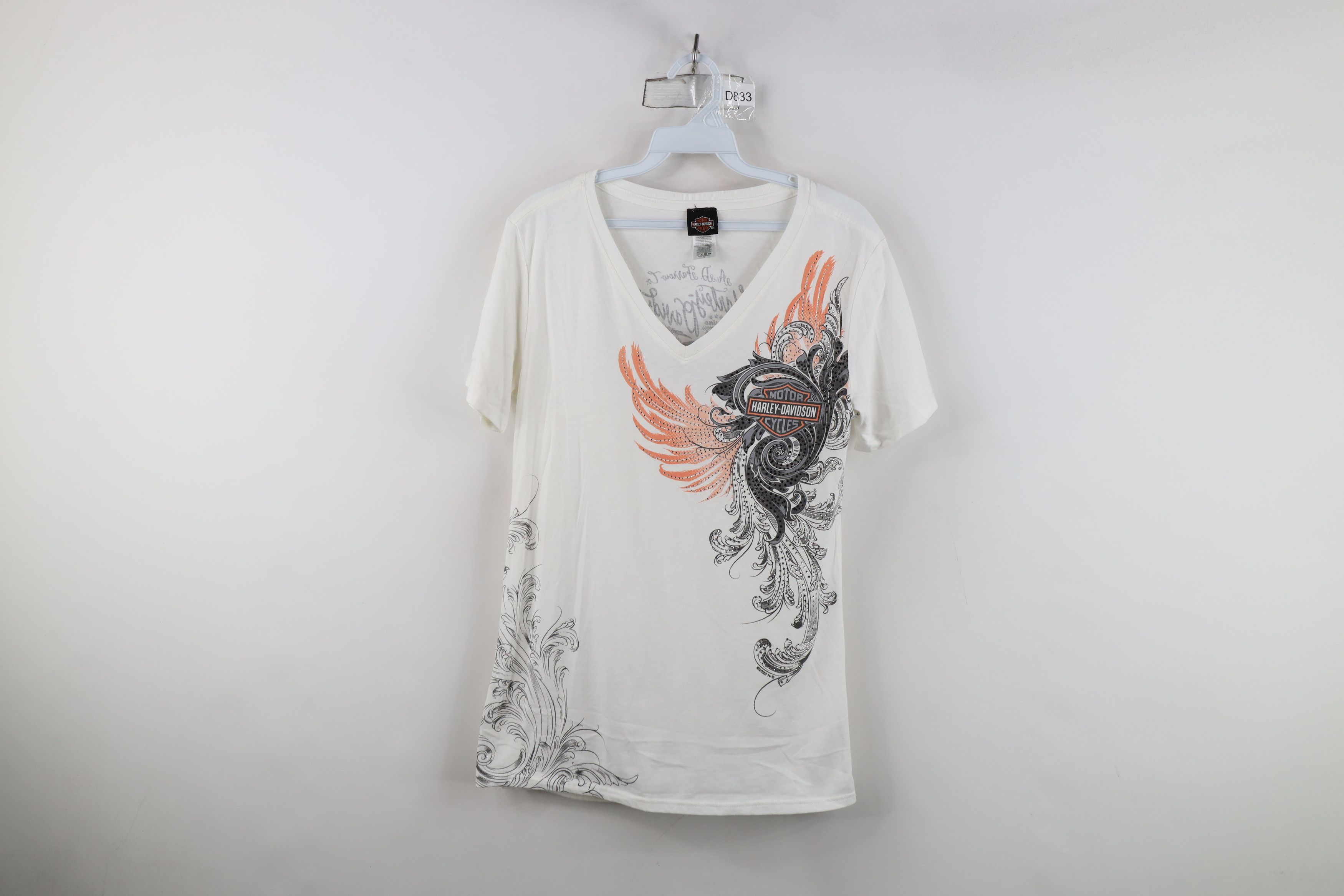 Harley Davidson Y2K Harley Davidson Sequin V-Neck Short Sleeve T-Shirt Size M / US 6-8 / IT 42-44 - 1 Thumbnail