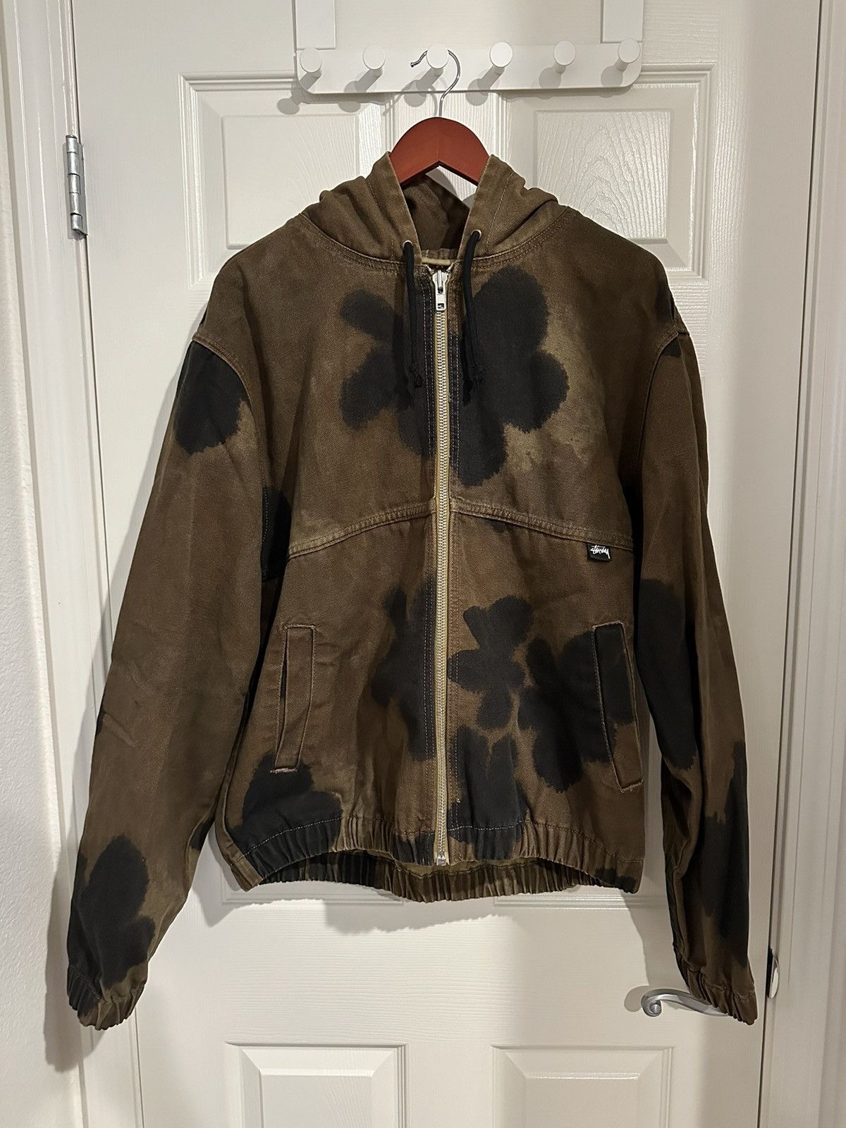 image of Stussy Floral Dye Work Jacket in Brown, Men's (Size XL)