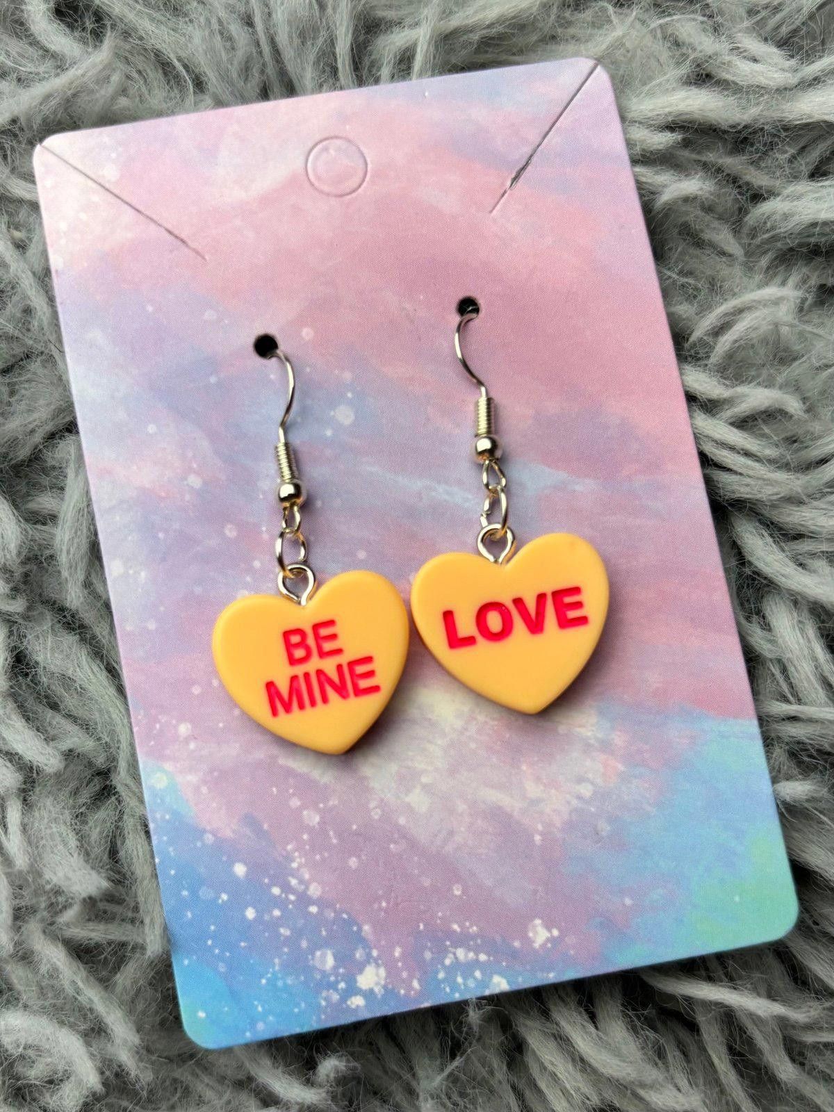 Handmade Orange Heart valentines sweethearts earrings Size ONE SIZE - 1 Preview