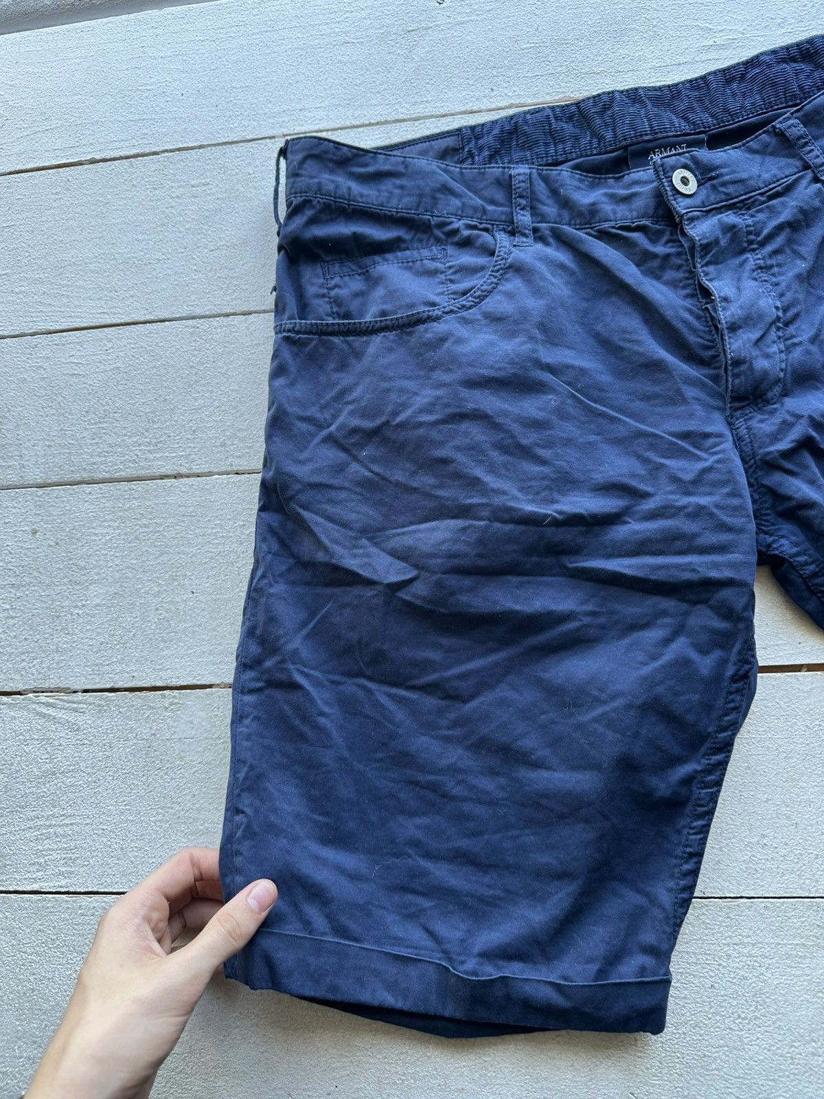 Armani VNTG 🚨 Y2K ARMANI JEANS shorts Streetwear blue LUXURY MEN Size US 36 / EU 52 - 6 Thumbnail